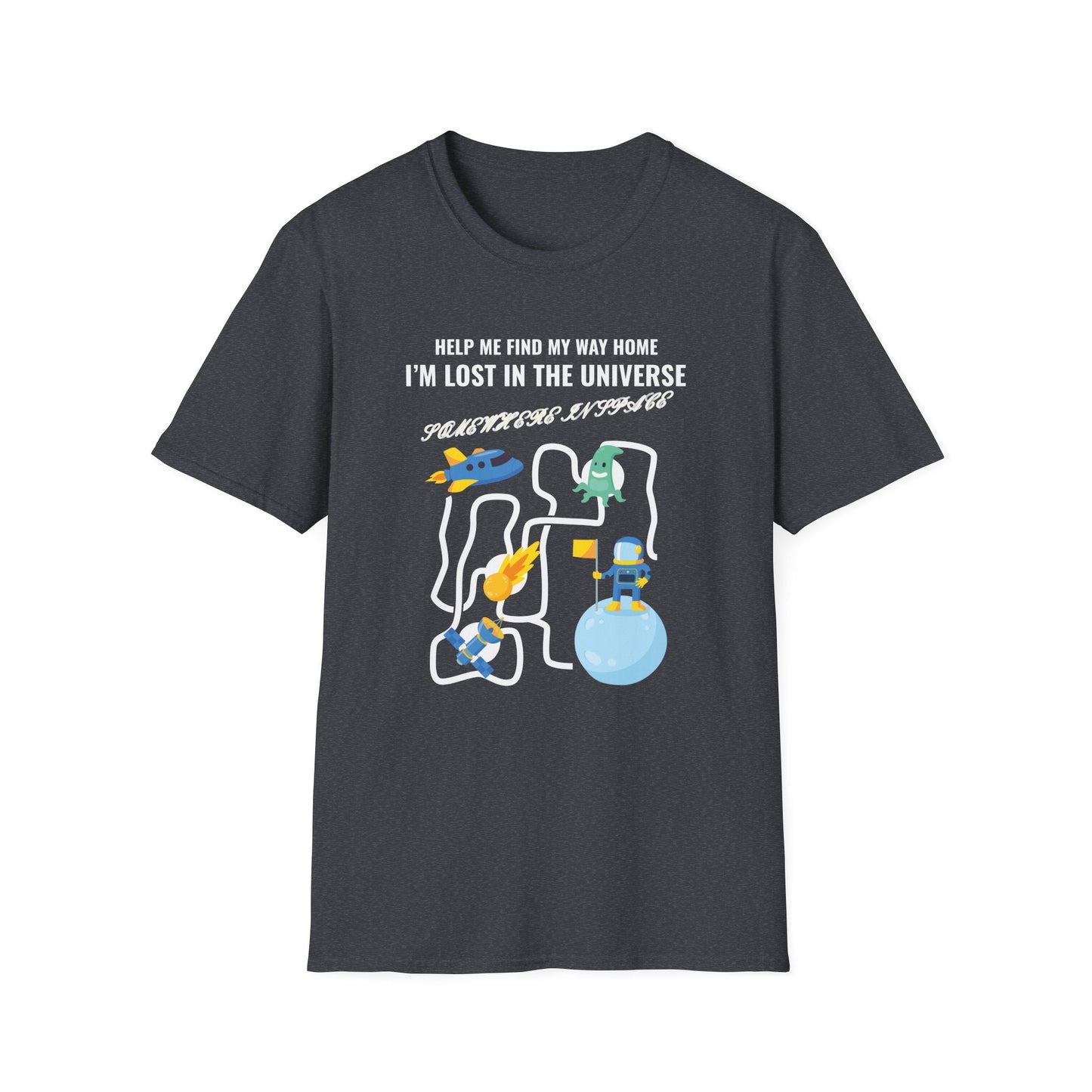 Lost in the Universe TShirt Unisex Cotton Cute Space Maze Graphic Tee