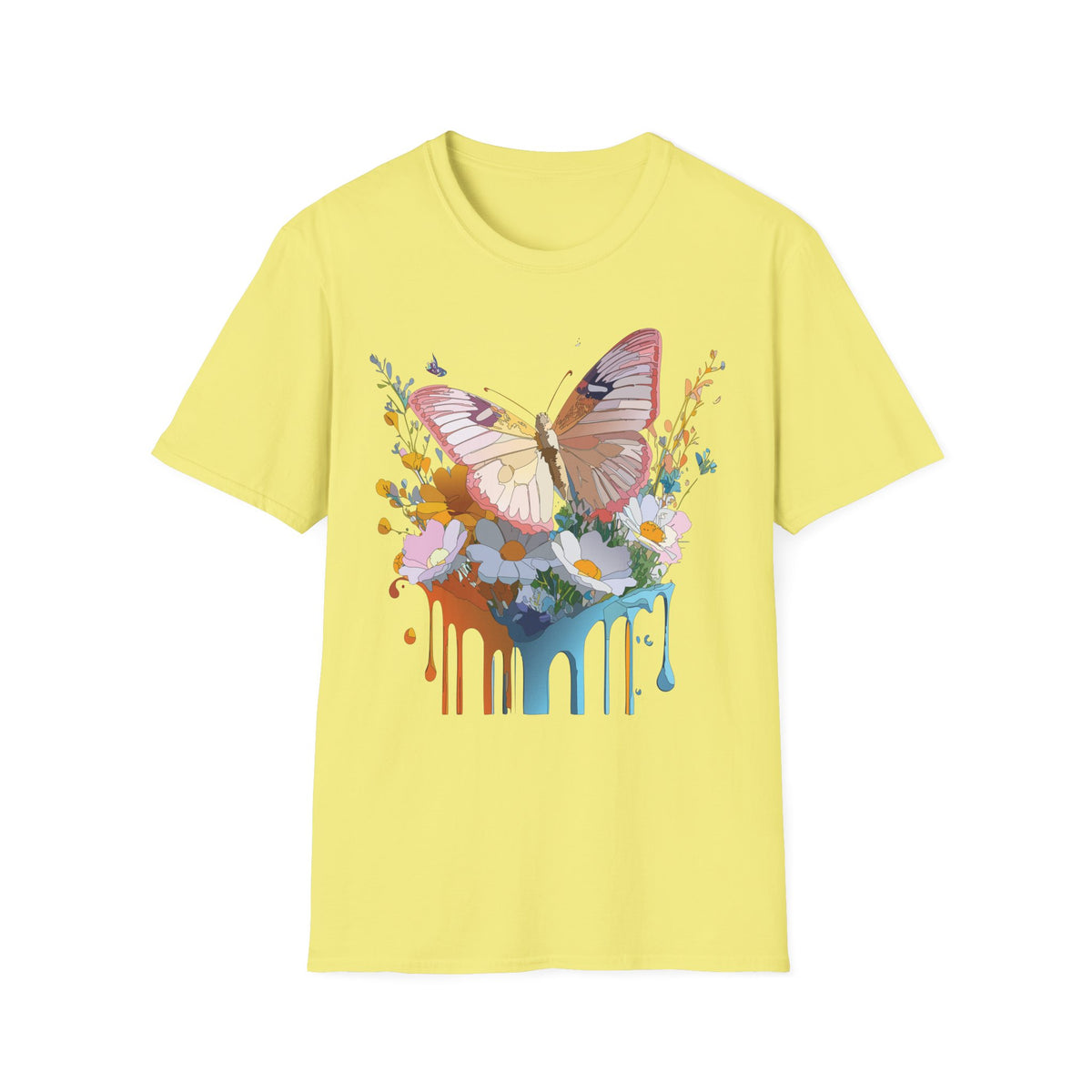 Butterfly Floral Drip Graphic Tee Unisex 100 Cotton Gildan T-Shirt