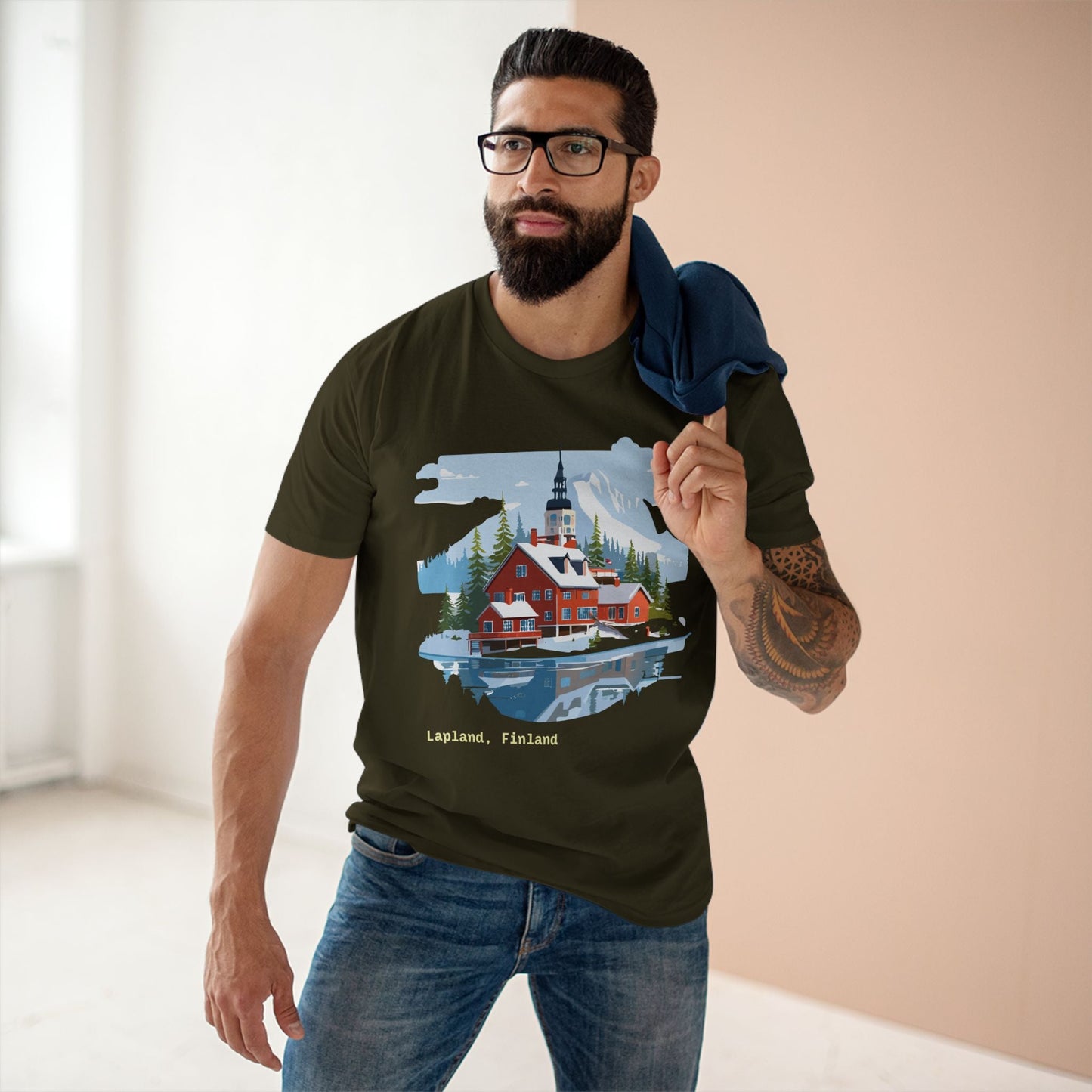 Lapland Travel Shirt Unisex Premium Cotton Tee With Original Art Design TT4 Retro2Nova