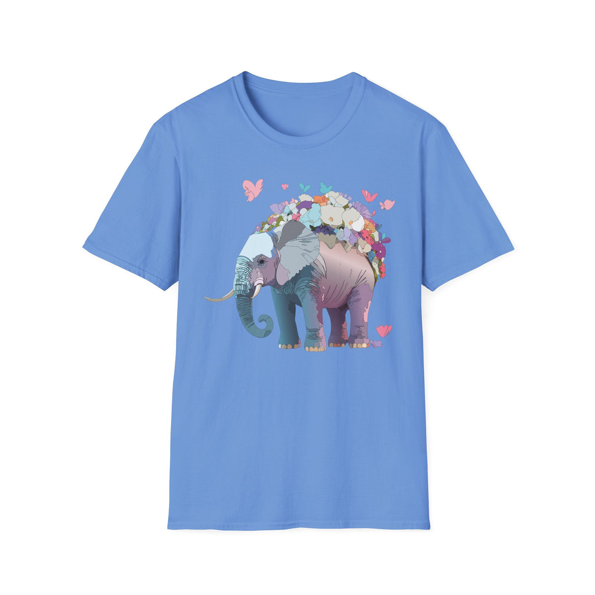 Floral Elephant Illustration T-Shirt | Butterfly Heart Garden Tee