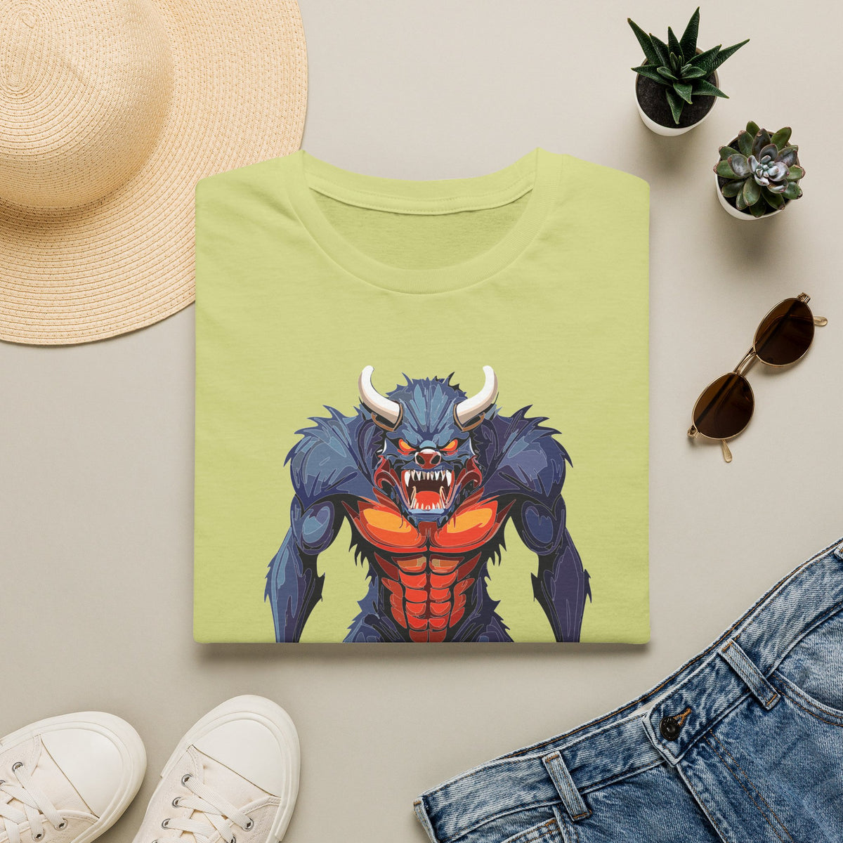 Werewolf Monster T-Shirt — Fierce Halloween Creature Cartoon Graphic Tee Unisex 100 Cotton Gildan T-Shirt