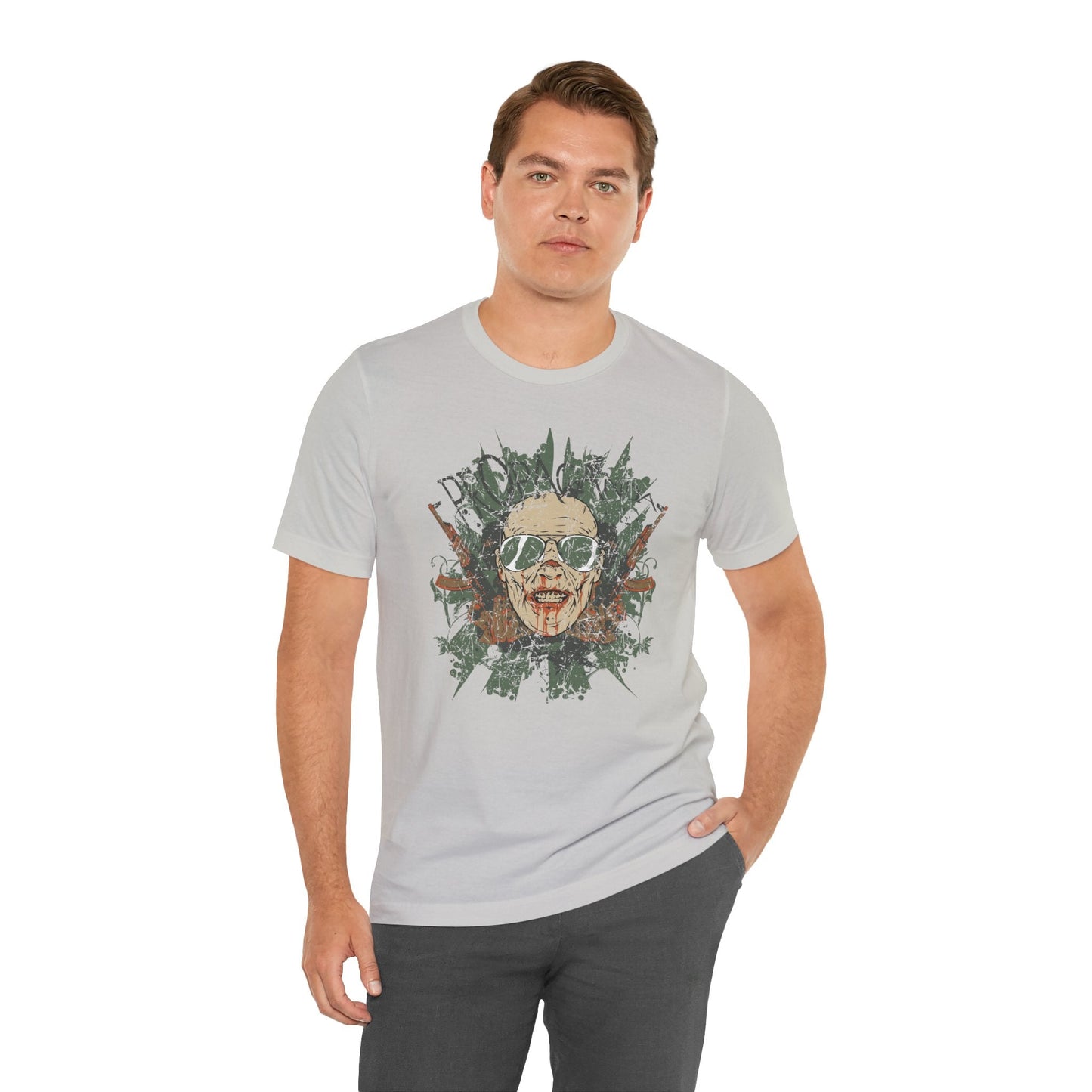 Retro Skull Floral Graphic Design Unisex Cotton T-Shirt G-2