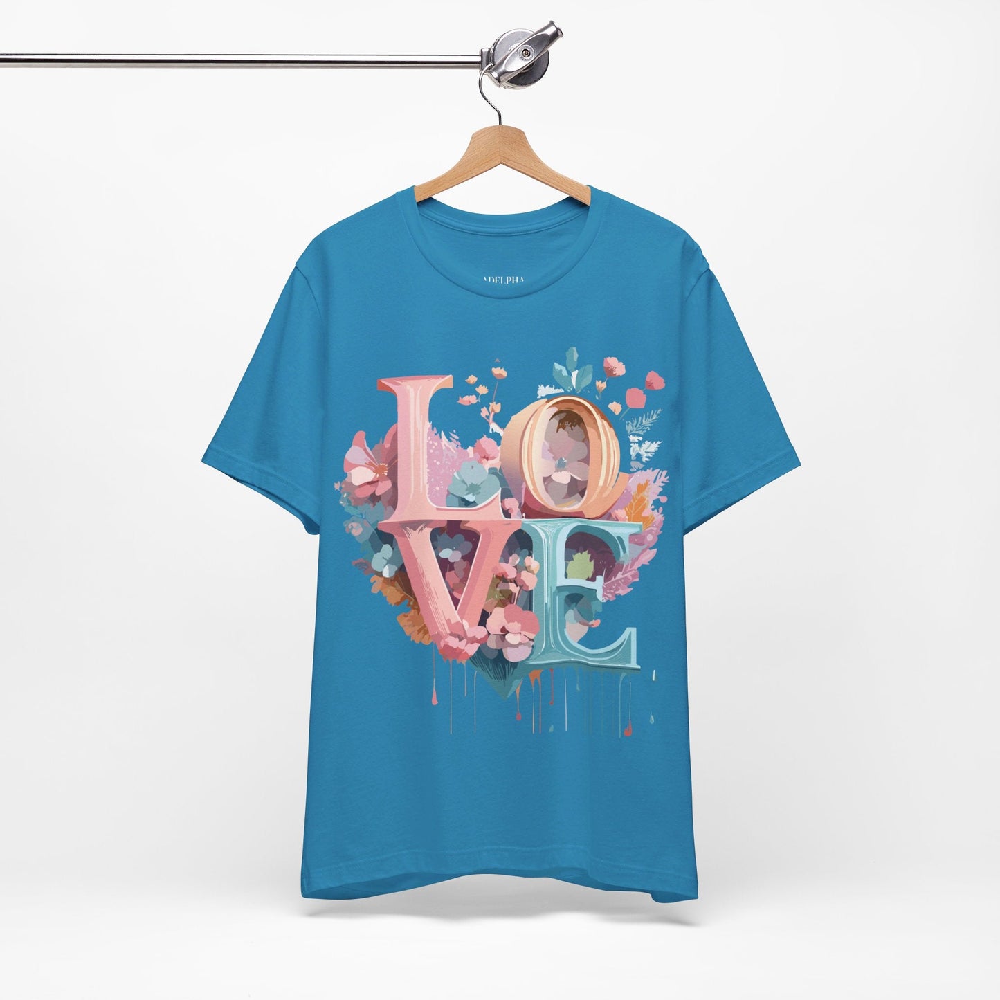 Valentine Day Graphic Unisex 100 Cotton Vintage Artwork with Love and Flower Design Tee 52