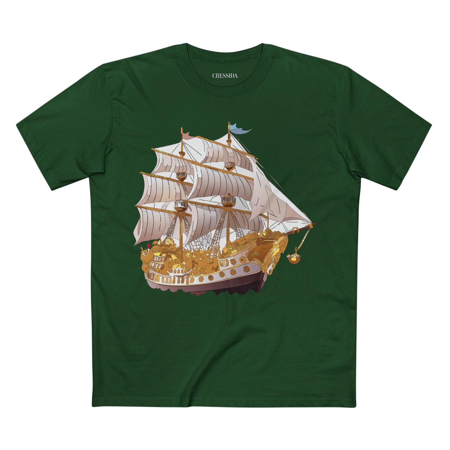 Ship Graphic Unisex 100 Cotton T-Shirt with Gold Frigate Art Design 11