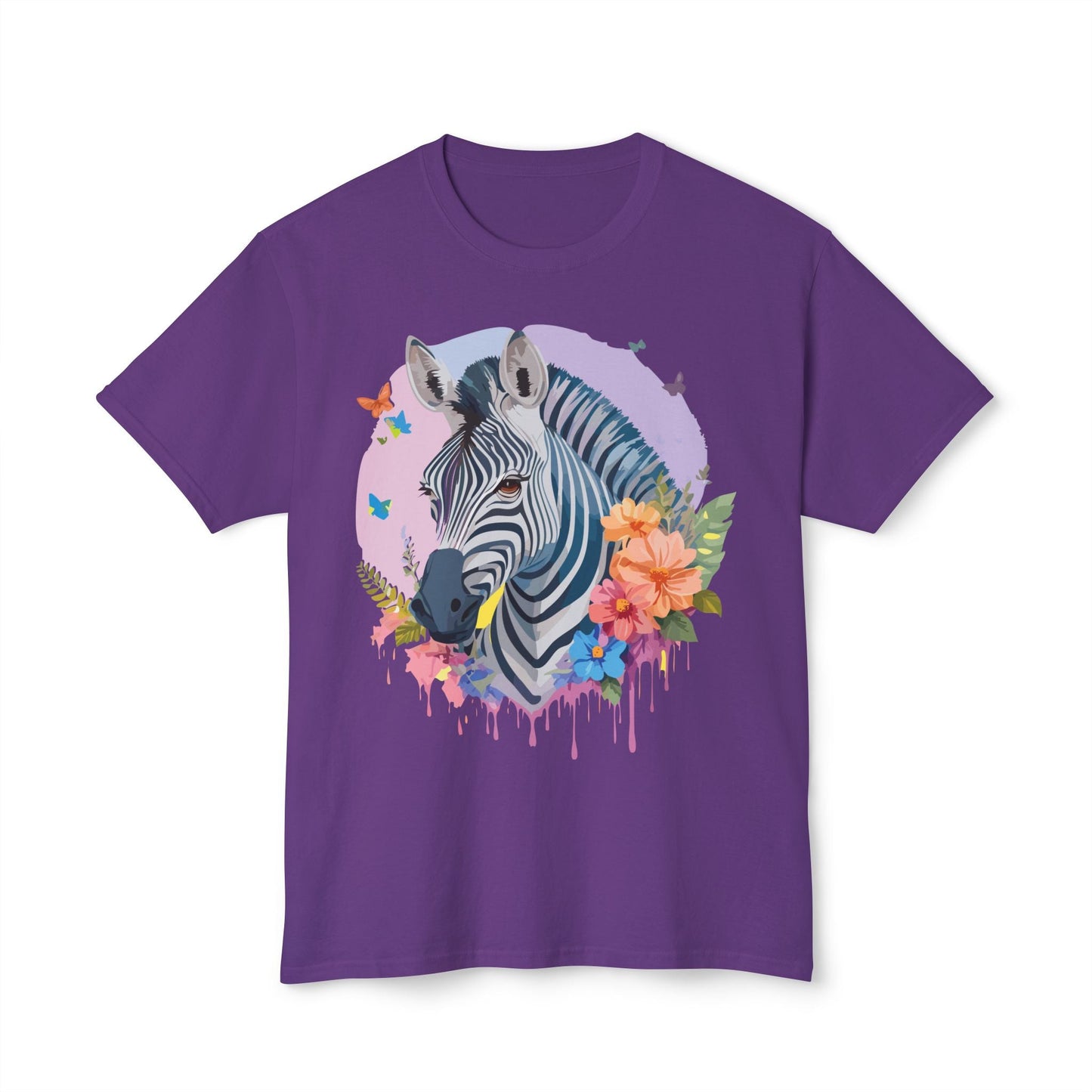Unisex Zebra T Shirt With Art Print HD Cotton Vintage Zebra Tee Floral Design Graphic Tee