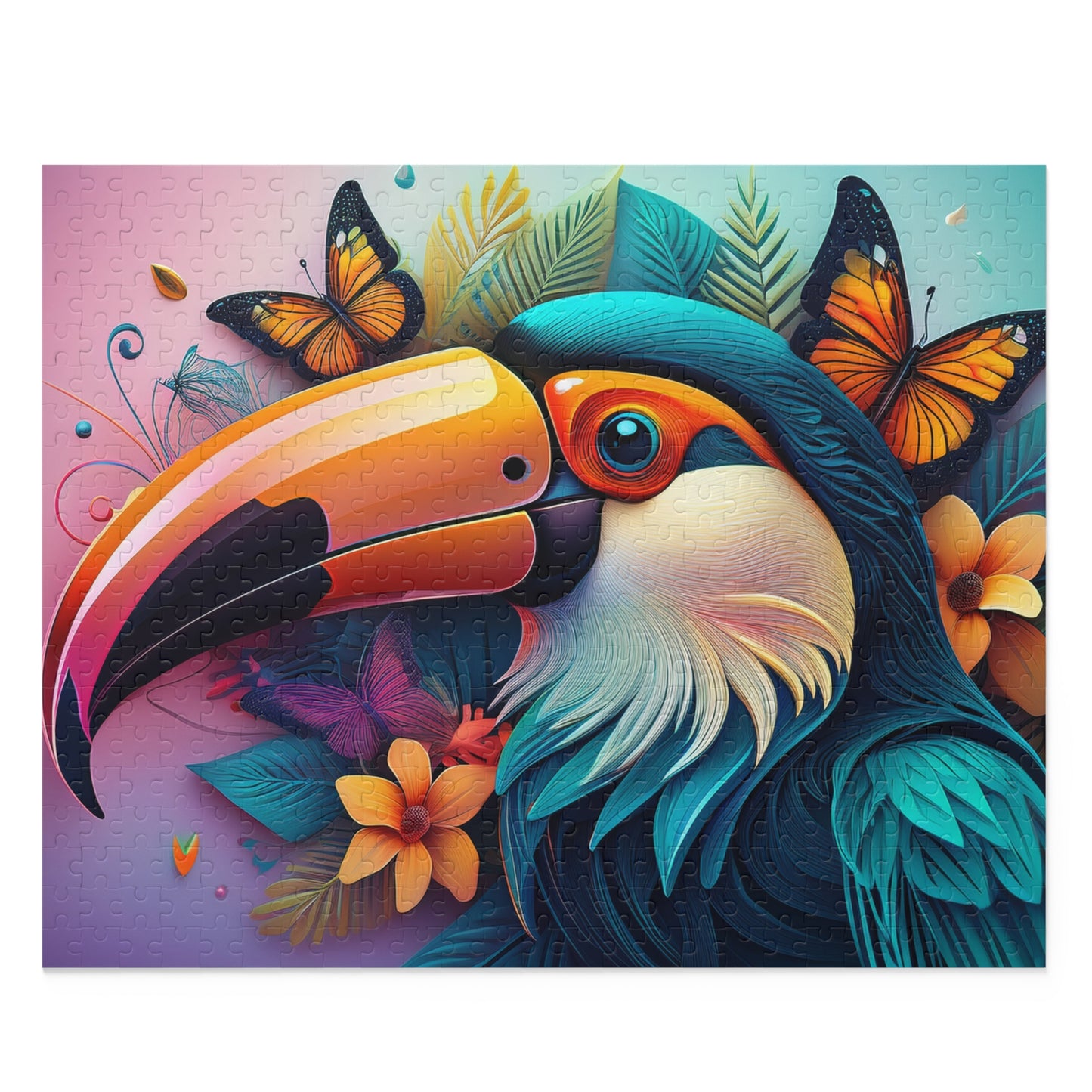 Puzzles-37 Kids Toucan Puzzle 500-Piece  Floral Toucan Puzzle 500-Piece, Birds Kids Puzzles Size: 16" x 20",  Ages 9+