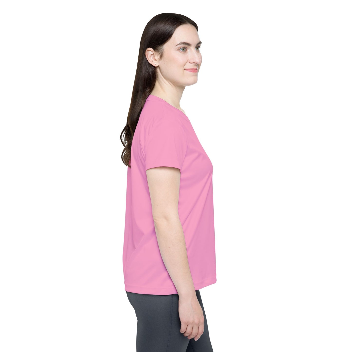 Doll Pink Women's Sports Jersey Short Sleeves 100% Poly Solid Pink Color Print Athletic Tee
