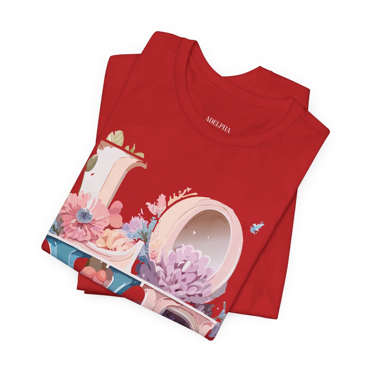 Valentine Day Graphic Unisex 100 Cotton Vintage Artwork with Love and Flower Design Tee 42