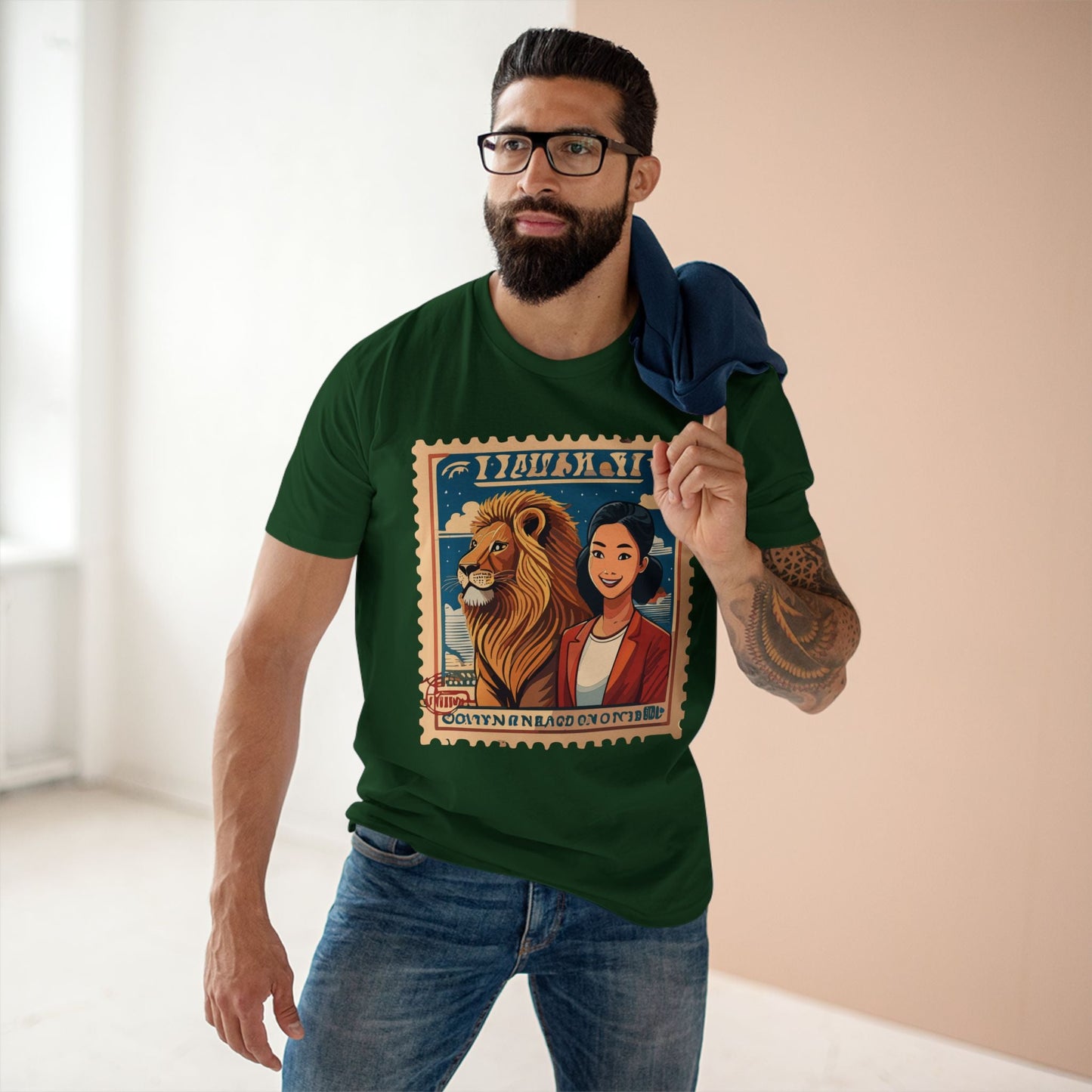 Postage Stamp Shirt PS32 Unisex Premium Cotton Tee With Original Art Design Retro2Nova