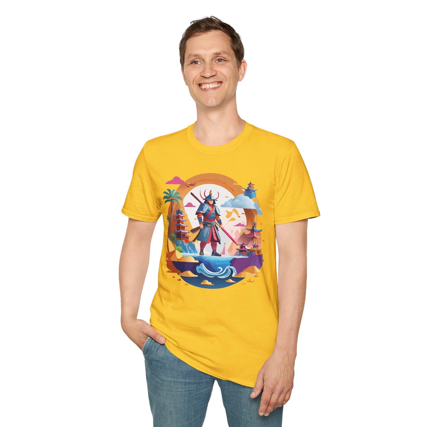 Samurai T Shirt Unisex Gildan Softstyle 64000 100 Percent Ring Spun Cotton Lightweight Tee