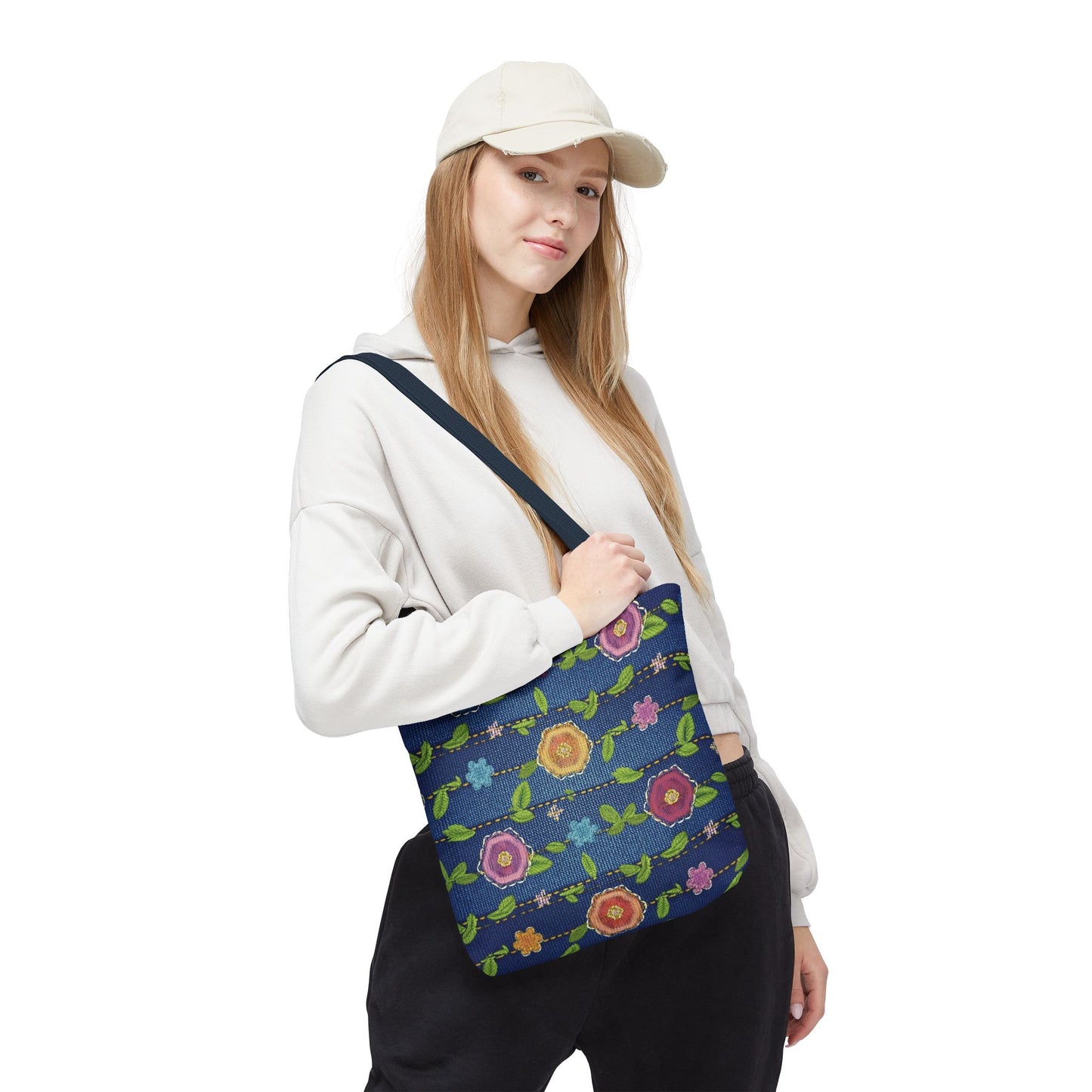Denim Fabric Imitation Print Unisex Canvas Bag Poly Spun 3 Sizes Tote Bag 134