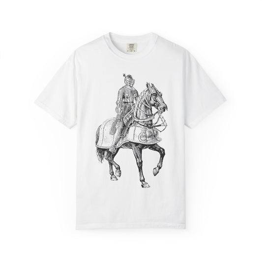 Camiseta unisex con caballero con armadura