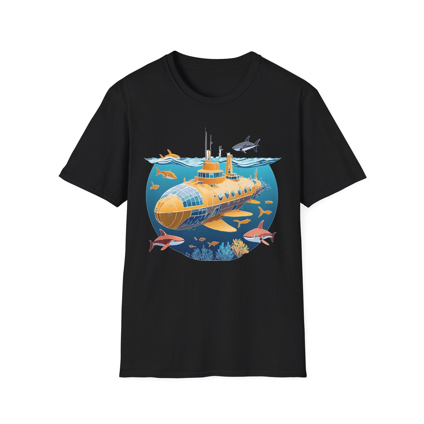 Ocean Themed Unisex Softstyle T Shirt 100 Percent Ring Spun Cotton U Boat Design Tee Everyday