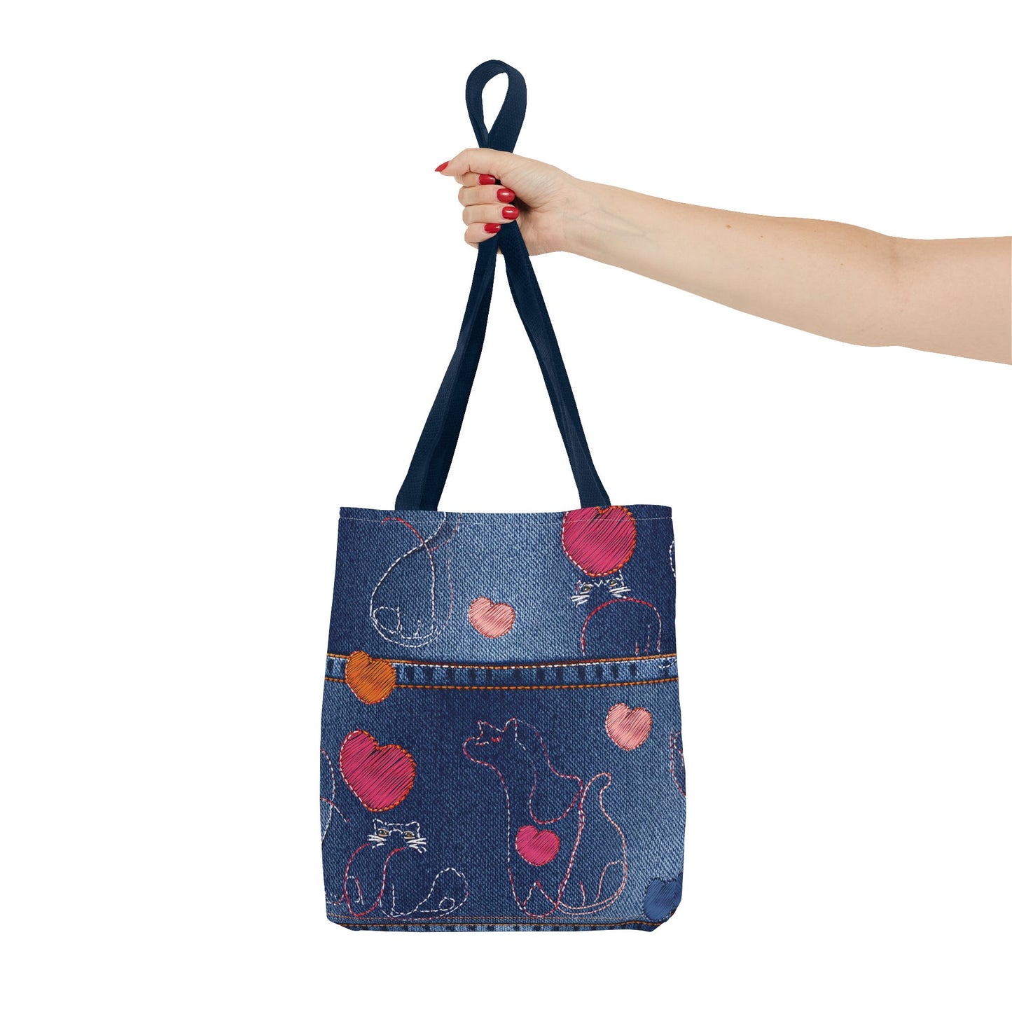 Love Day Graphic Design Denim Fabric Imitation Print Unisex Canvas Bag POLY 3 Sizes Tote Bag 201-18
