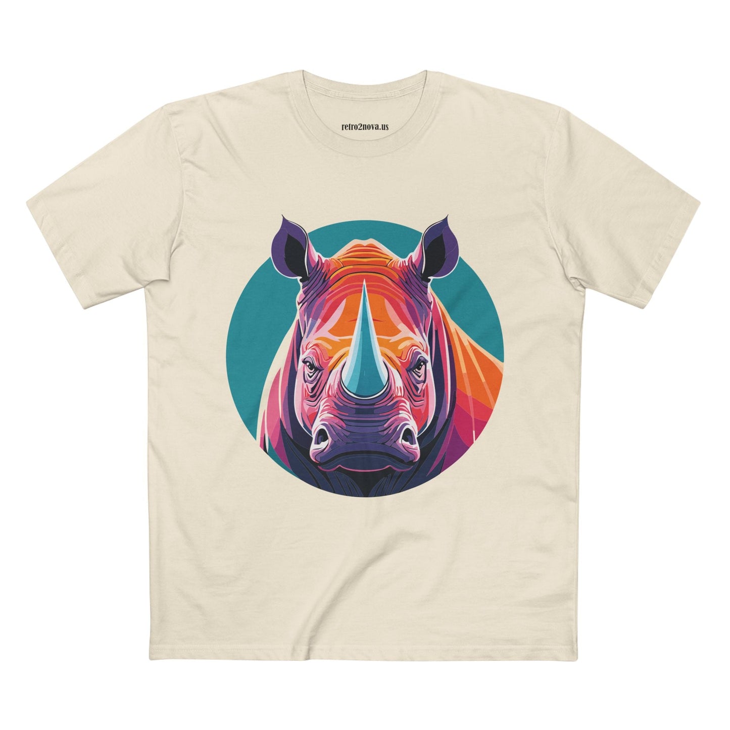 Rhino Animal Shirt Unisex Premium Cotton Tee With Original Art Design From Retro2Nova Art Collection Edition