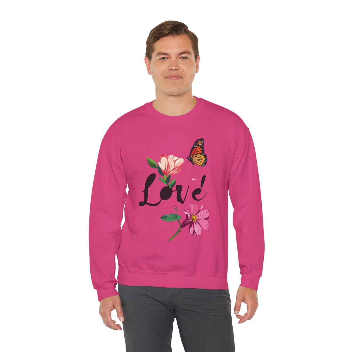 Floral Love Sweatshirt, Floral Butterfly Sweatshirt, Love Sweatshirt, Valentine's Day Sweatshirt, Floral Sweatshirt 120
