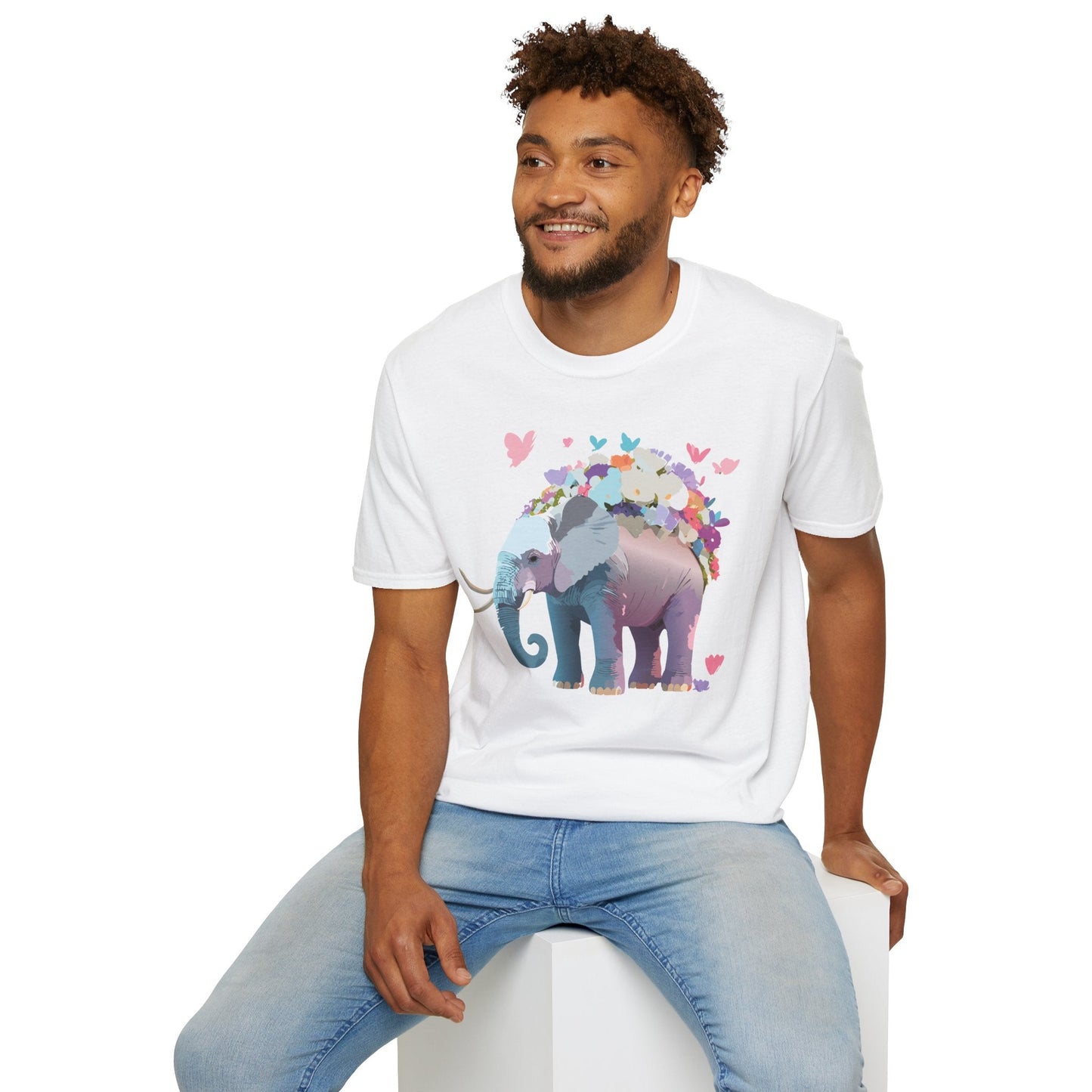 Elephant Graphic T Shirt Unisex Cotton Softstyle Tee Gildan 64000 Elephant Design For Animal Lovers