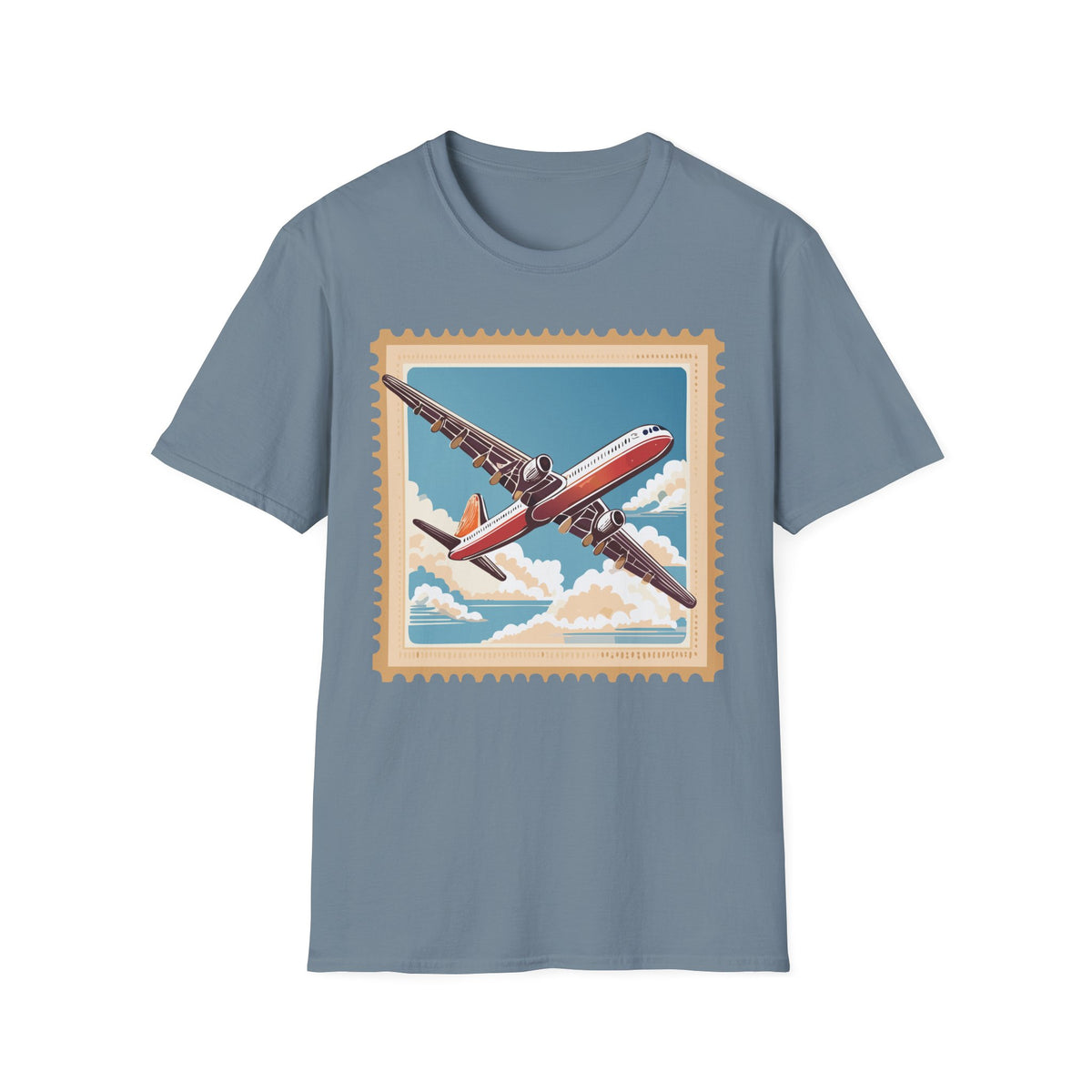 Vintage Airplane Stamp T-Shirt | Retro Travel Poster Tee