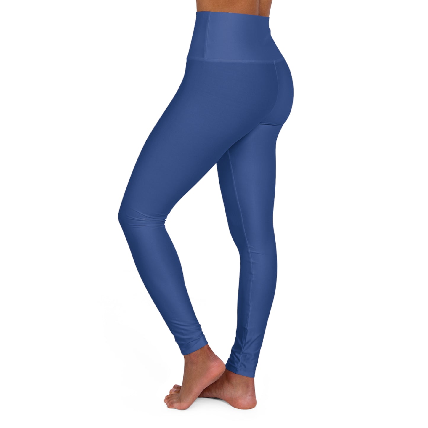 High-Waist Dusk Blue Yoga Leggings Women's Seamless Poly-Span Stretchy Comfortable Solid Blue Activewear for Pilates