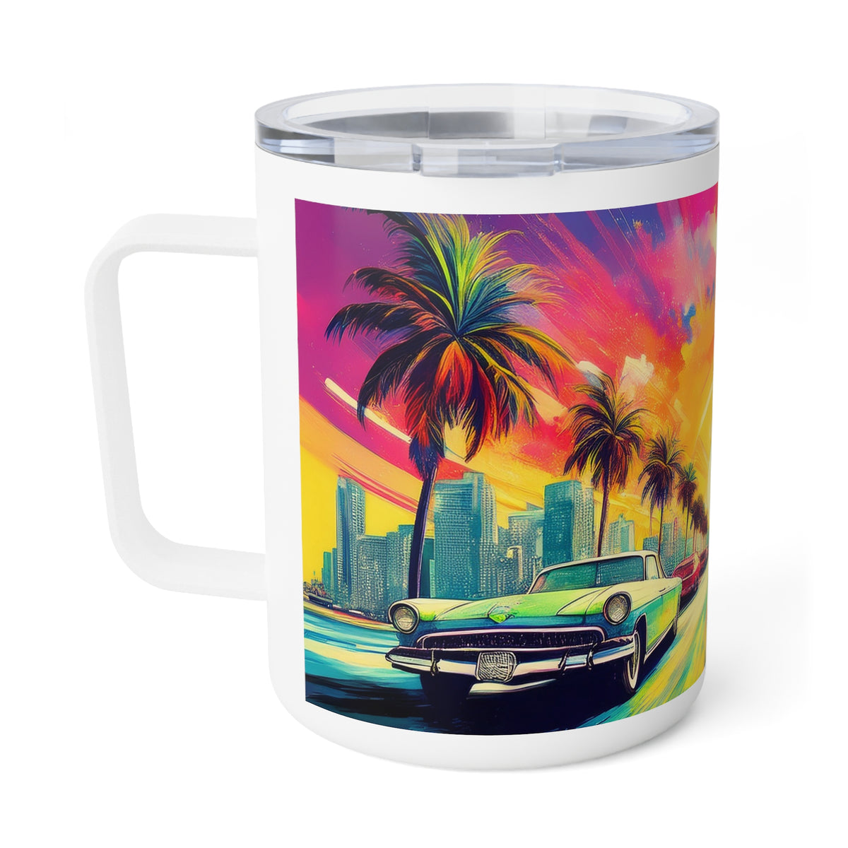 33 Art Design Insulated Coffee Mug Clear Lid 10oz Insulated Coffee Mug 10oz