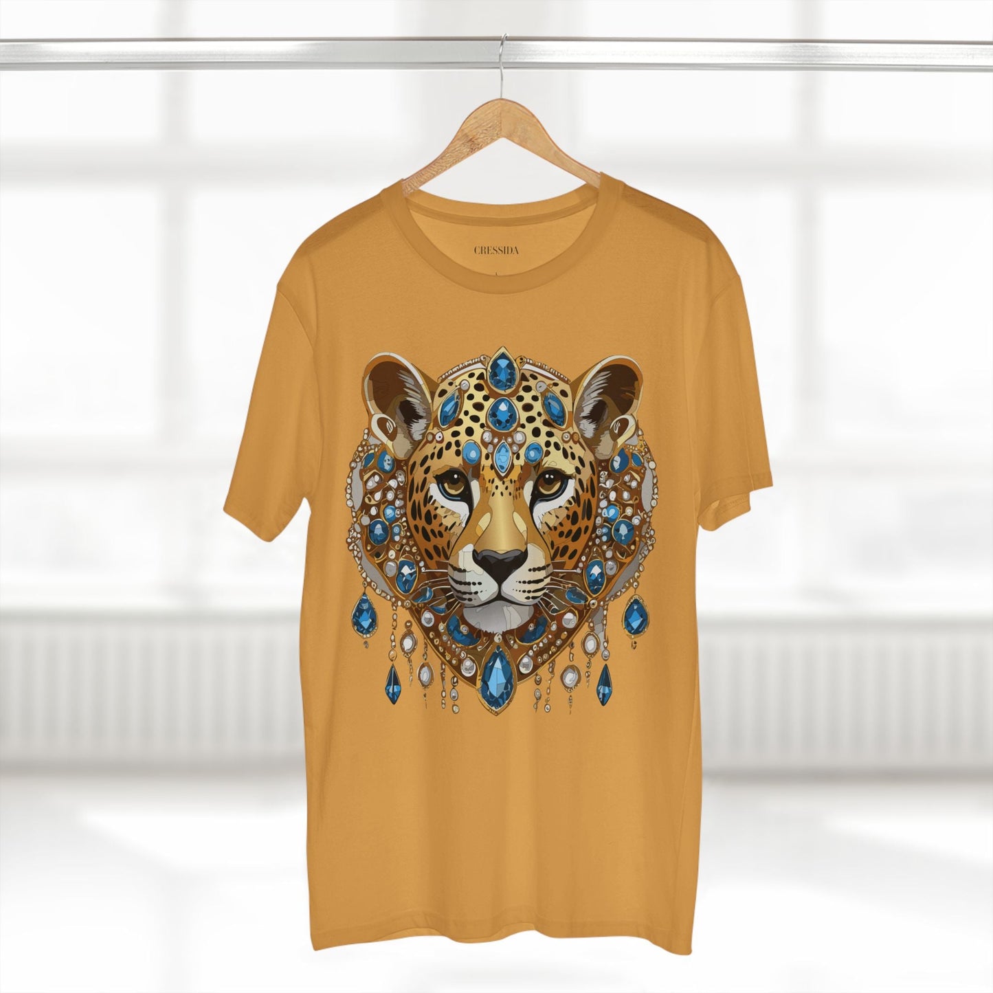 Cheetah Graphic Unisex 100 Cotton Tee With Unique Animal Golden Medallion Art Design 46