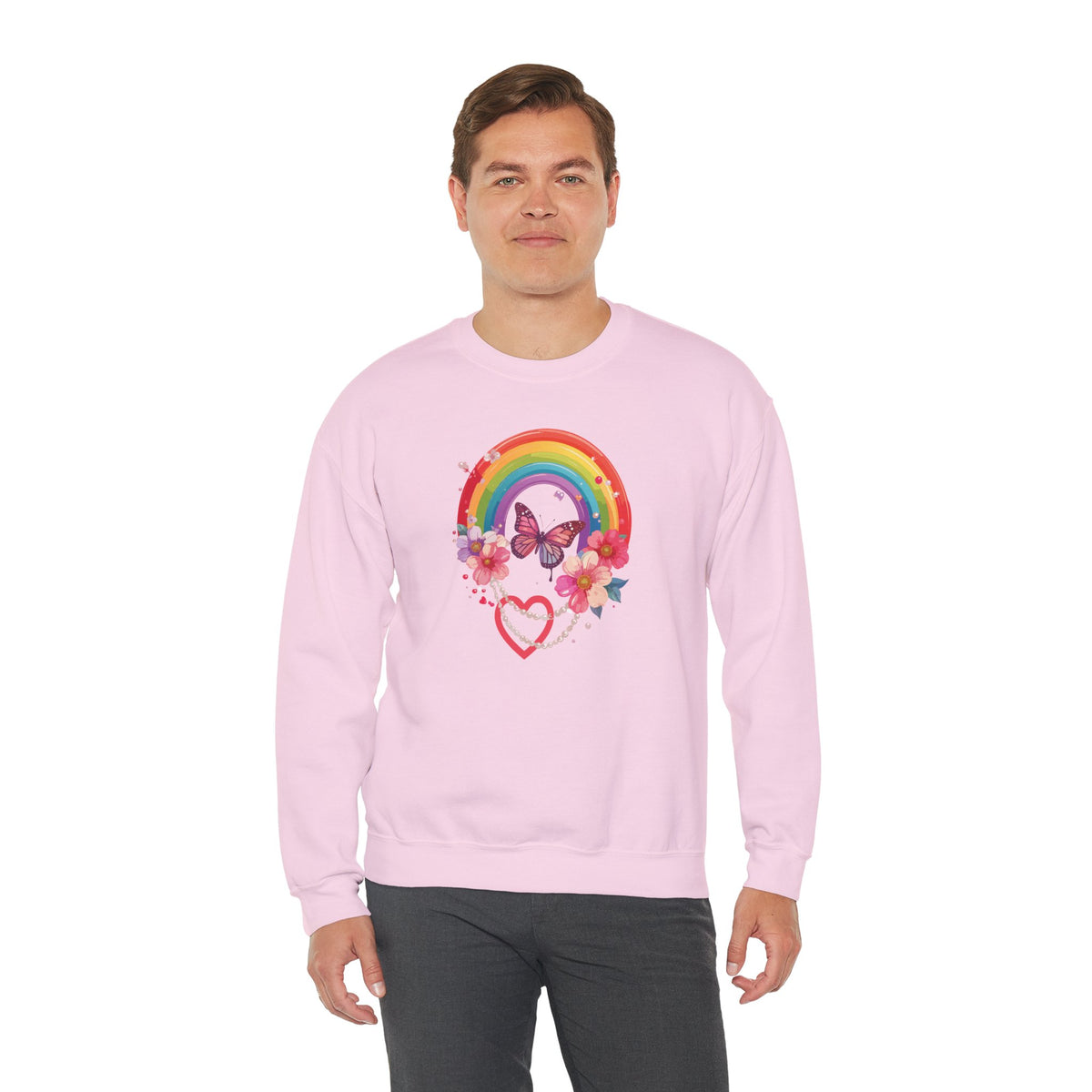Rainbow Heart Sweatshirt, Floral Heart Sweatshirt, Floral Love Sweatshirt, Valentine's Day Sweatshirt, Rainbow Heart Floral Sweatshirt 106