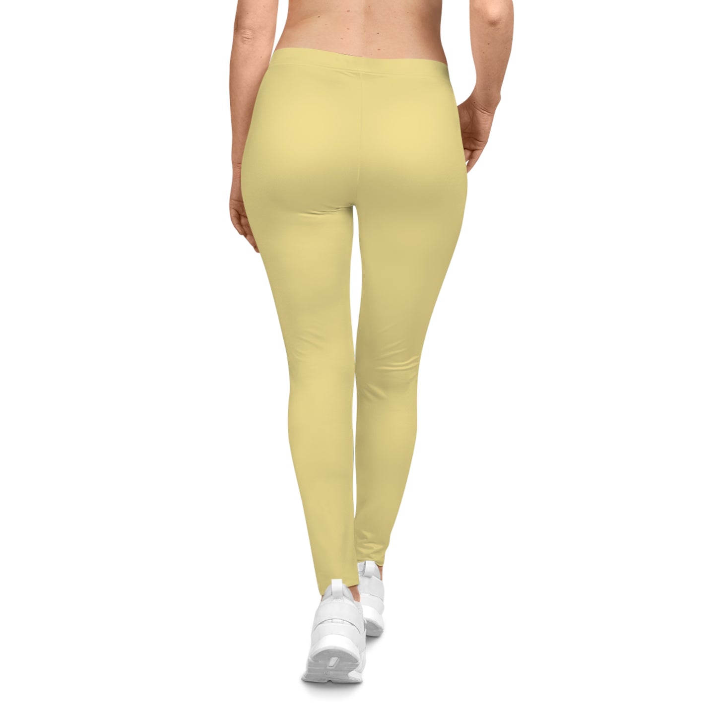 Summer Yellow Color Women's Poly-Span Casual Leggings XS-2XL