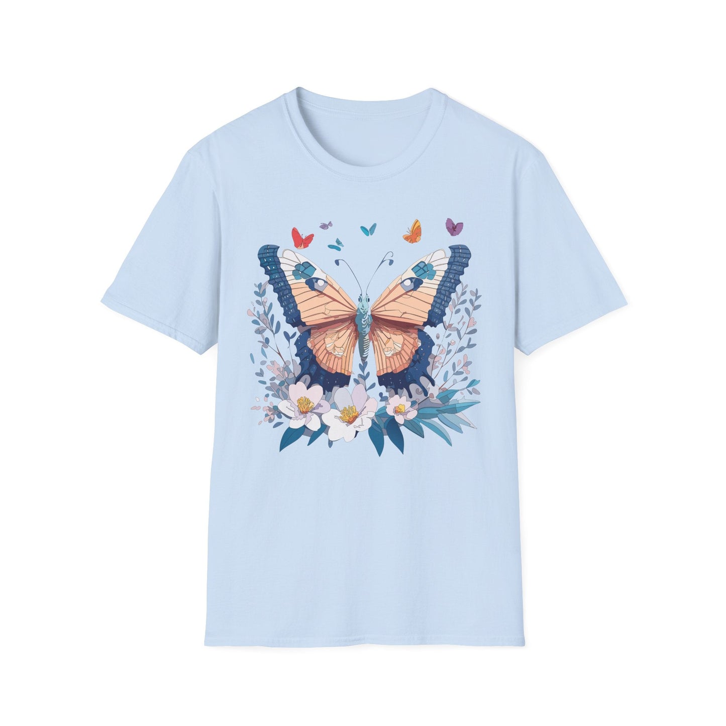 Unisex Butterfly Shirt Monarch Design Gildan Softstyle 64000 Short Sleeve Tee For Men And Women