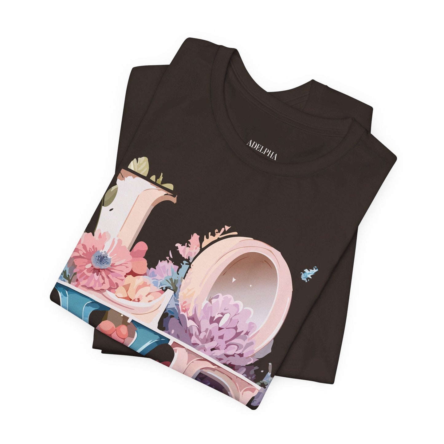 Valentine Day Graphic Unisex 100 Cotton Vintage Artwork with Love and Flower Design Tee 42