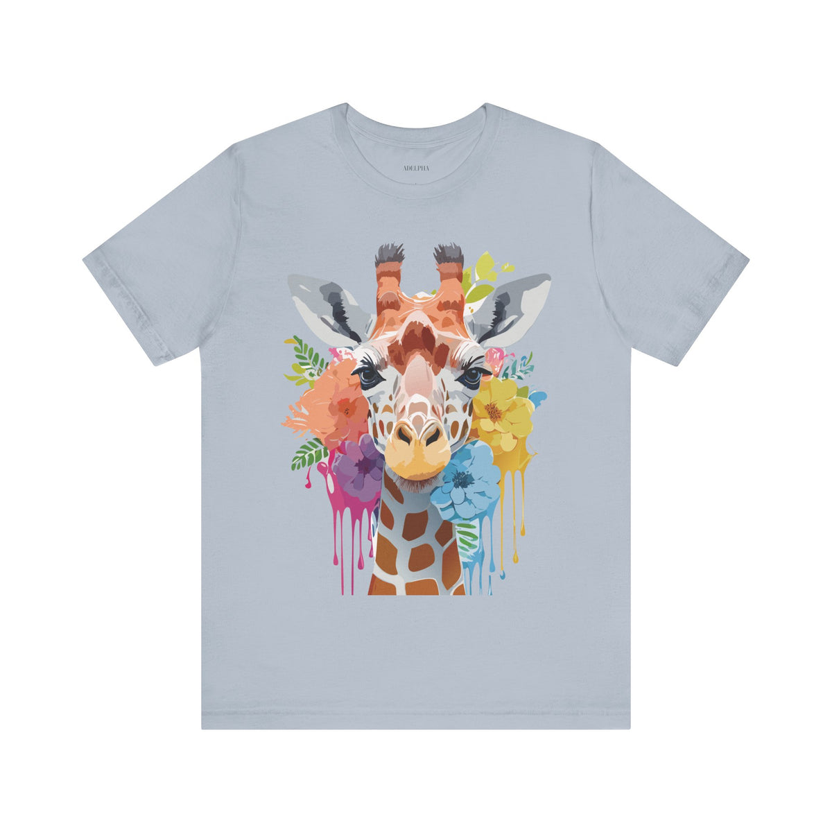 Giraffe Graphic Unisex Cotton Bella+Canvas Tee with Art Animal Design e15