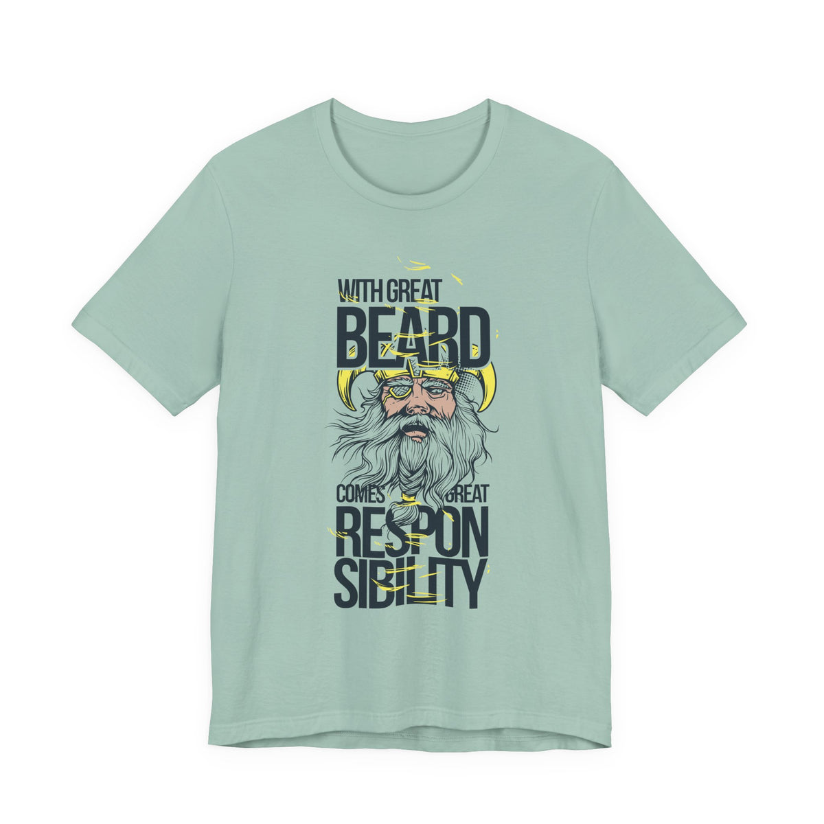 With Great Beard Comes Great Responsibility Tee Viking Beard Graphic Shirt A-2
