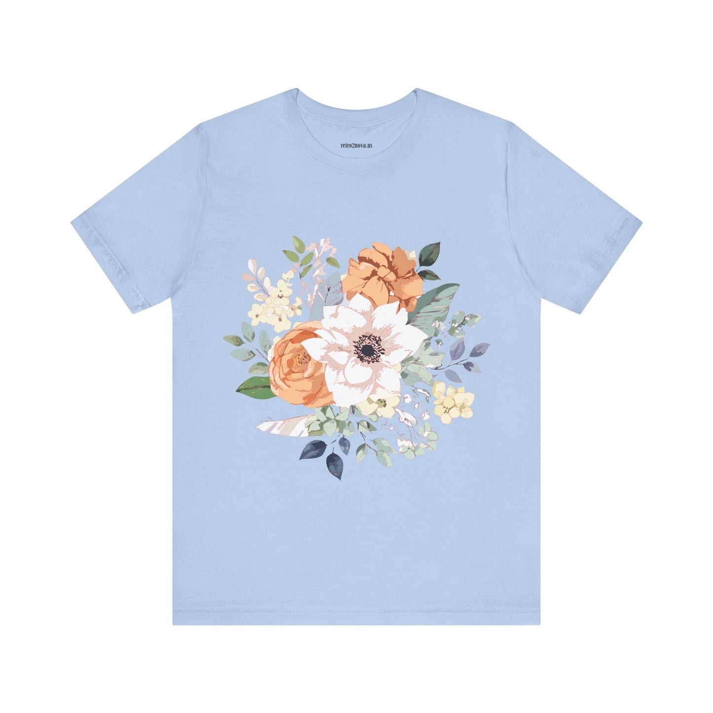 Unisex Floral Shirt Jersey Short Sleeve Tee Lightweight Breathable Flowers Collection Retro2Nova