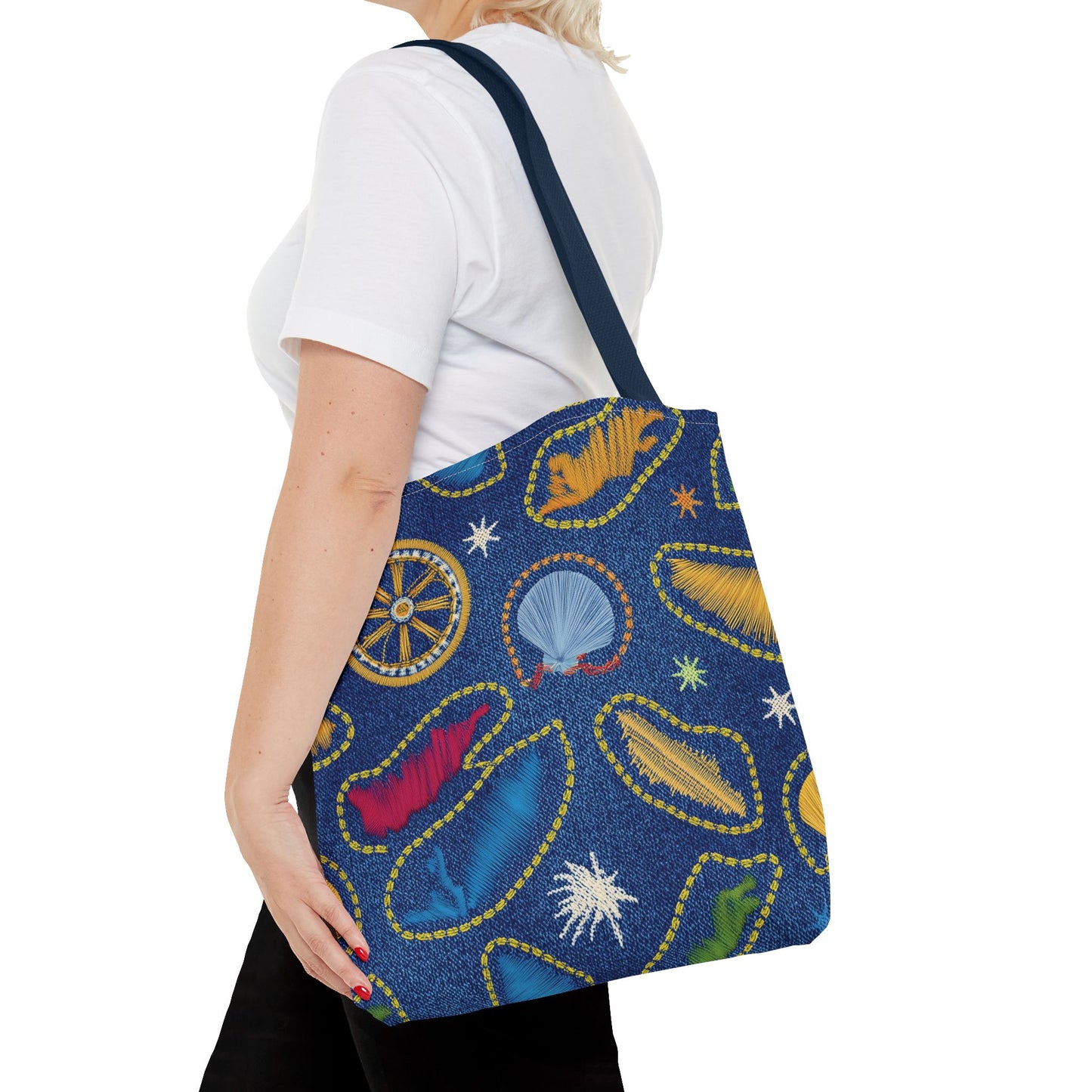 Denim Fabric Imitation Print Unisex Canvas Bag Poly Spun 3 Sizes Tote Bag 182