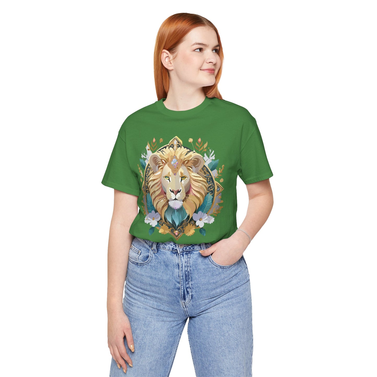 Unisex Lion Graphic Tee, Animal Shirt, Tee Shirt with Lion, Medallion T-Shirt, Animal Medallion Tees 2
