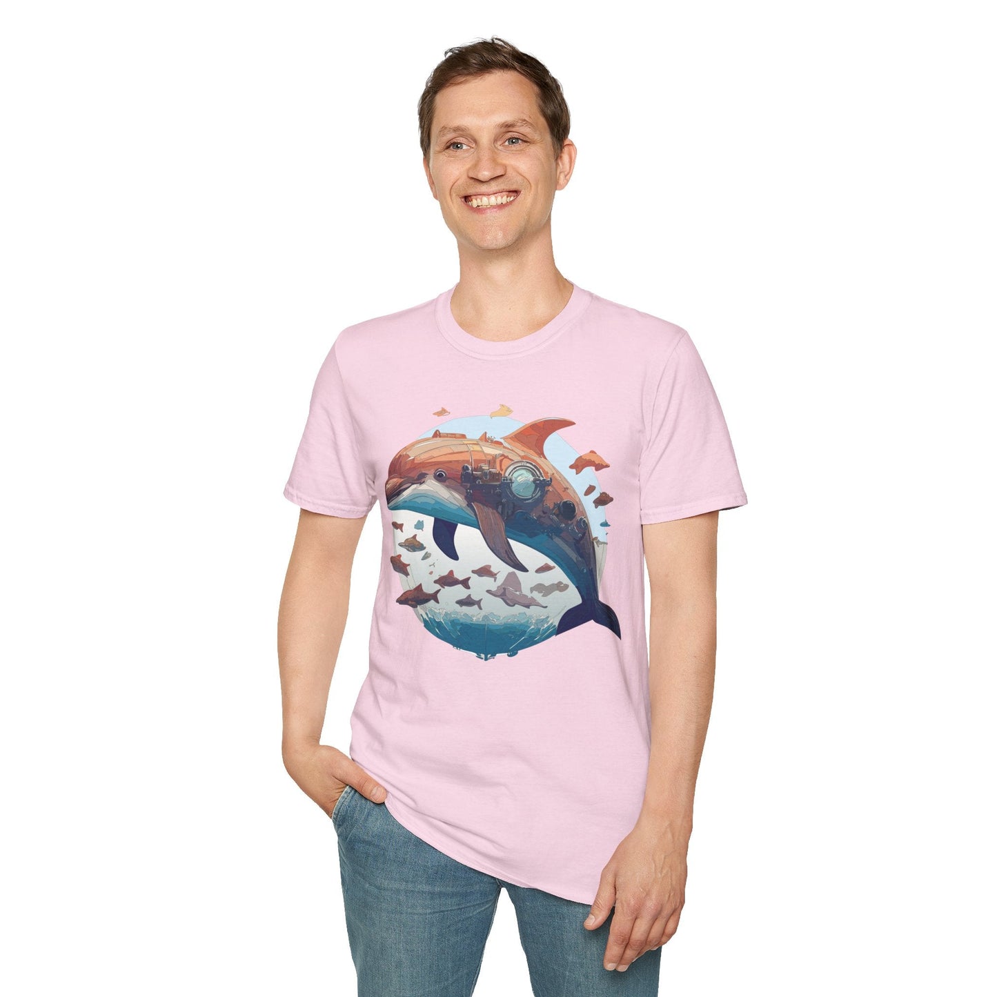 Unisex Dolphin Shirt Softstyle Tee Gildan 64000 Ring Spun Cotton Animal Graphic Design