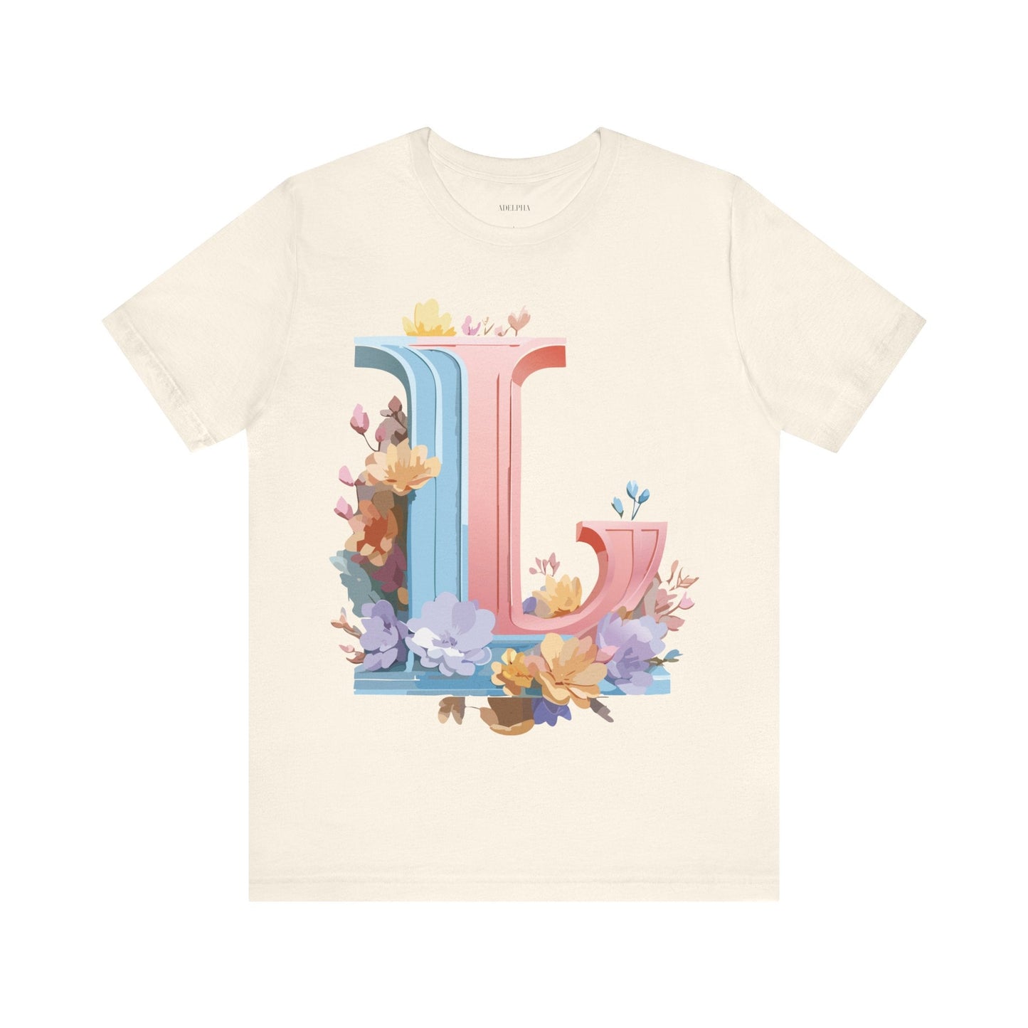 Letter L Shirt Graphic Tee Unisex Short Sleeve Vintage Inspired Artwork Adelpha Premium