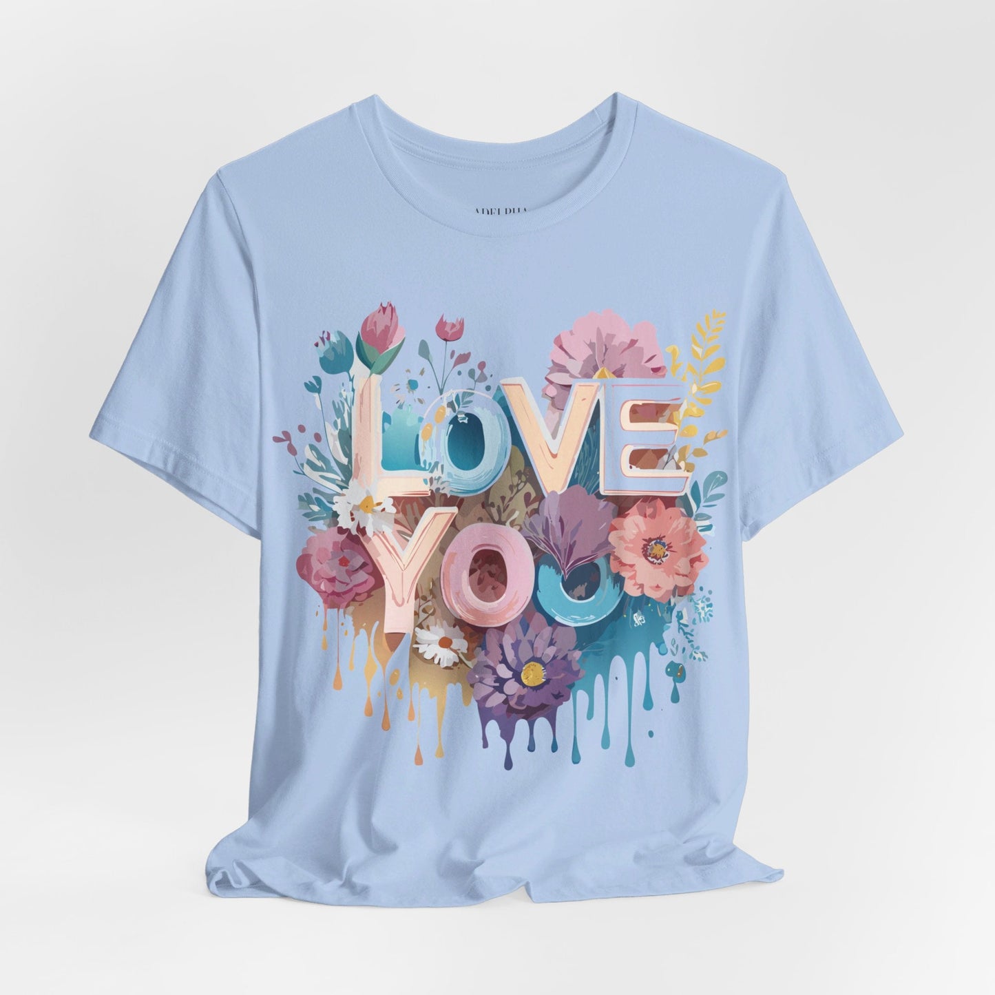 Valentine Day Graphic Unisex 100 Cotton Vintage Artwork with Love and Flower Design Tee 37