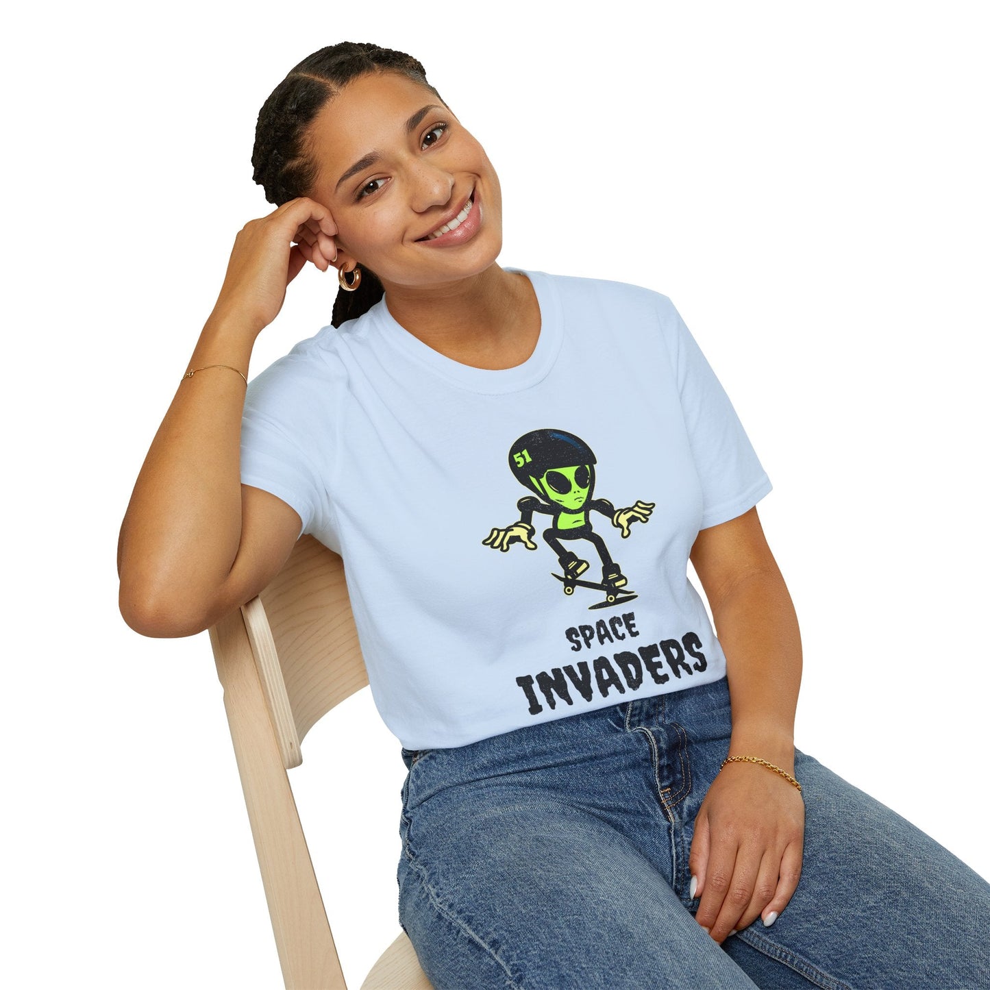 Alien Skateboard Space Invaders Shirt
