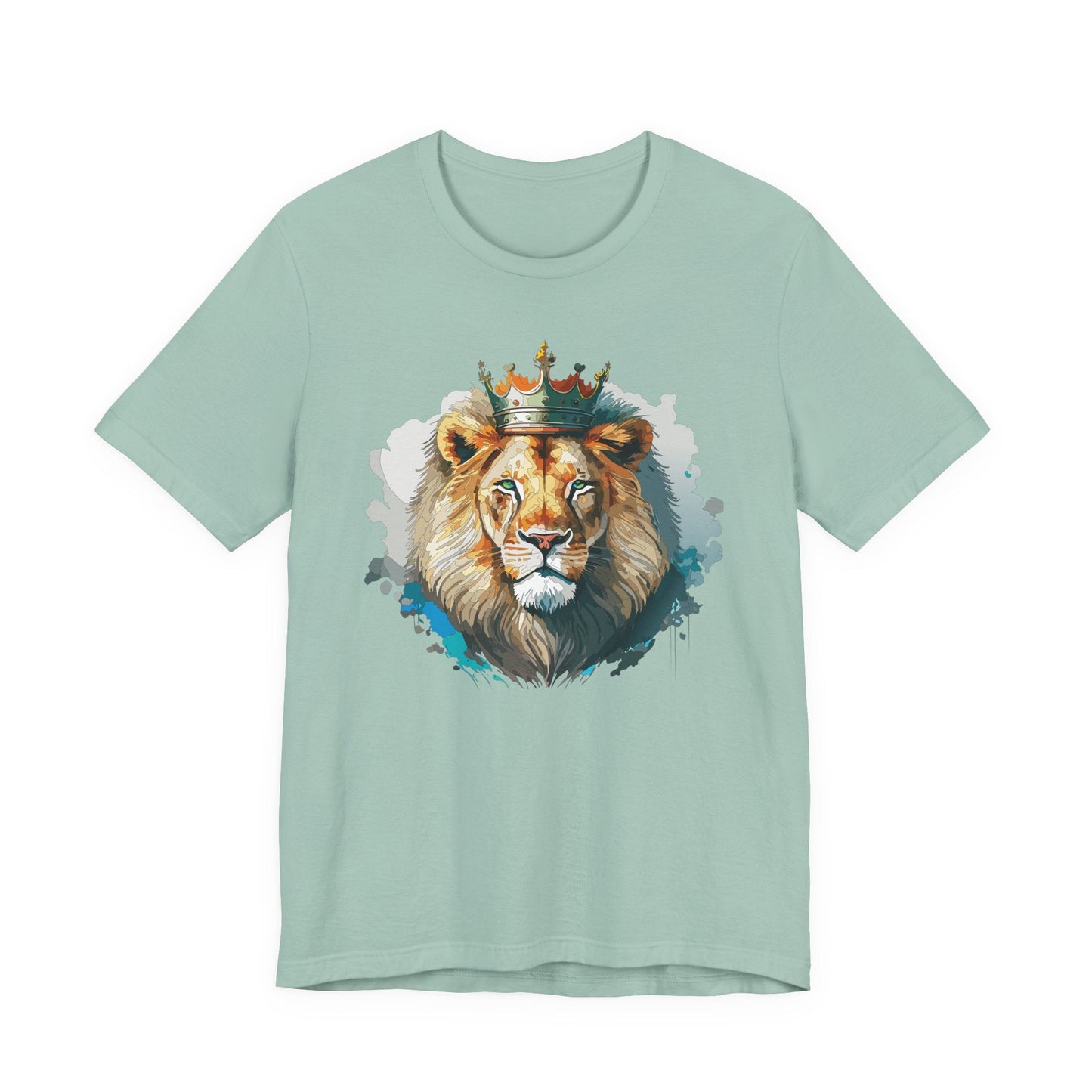Lion with Crown Tee Unisex Cotton Watercolor King Lion Graphic T-Shirt 2