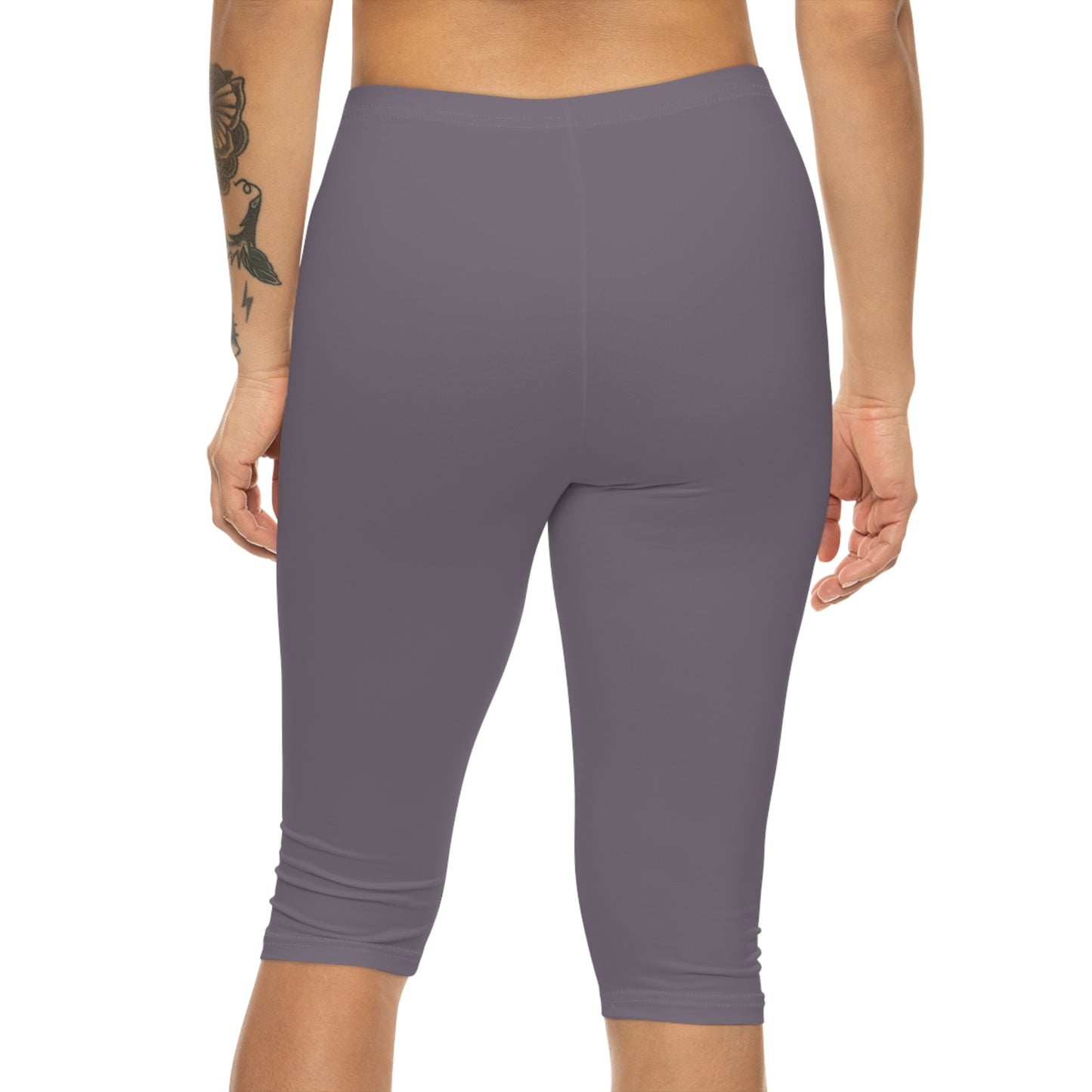 Mauve Fog Color Women's Brushed Suede Poly Span Casual Capri Leggings XS-2XL