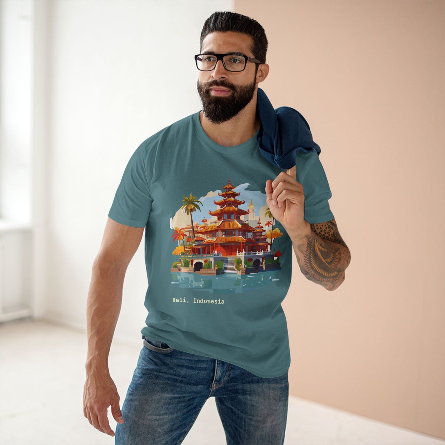 Travel Shirt Bali Tourist Unisex Premium Cotton Art Design Tee By Retro2Nova Collection Edition