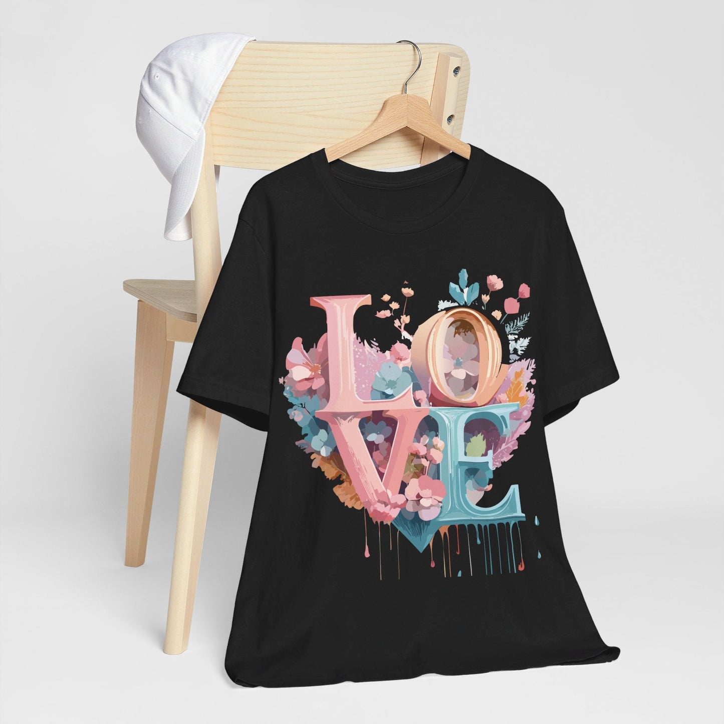 Valentine Day Graphic Unisex 100 Cotton Vintage Artwork with Love and Flower Design Tee 52
