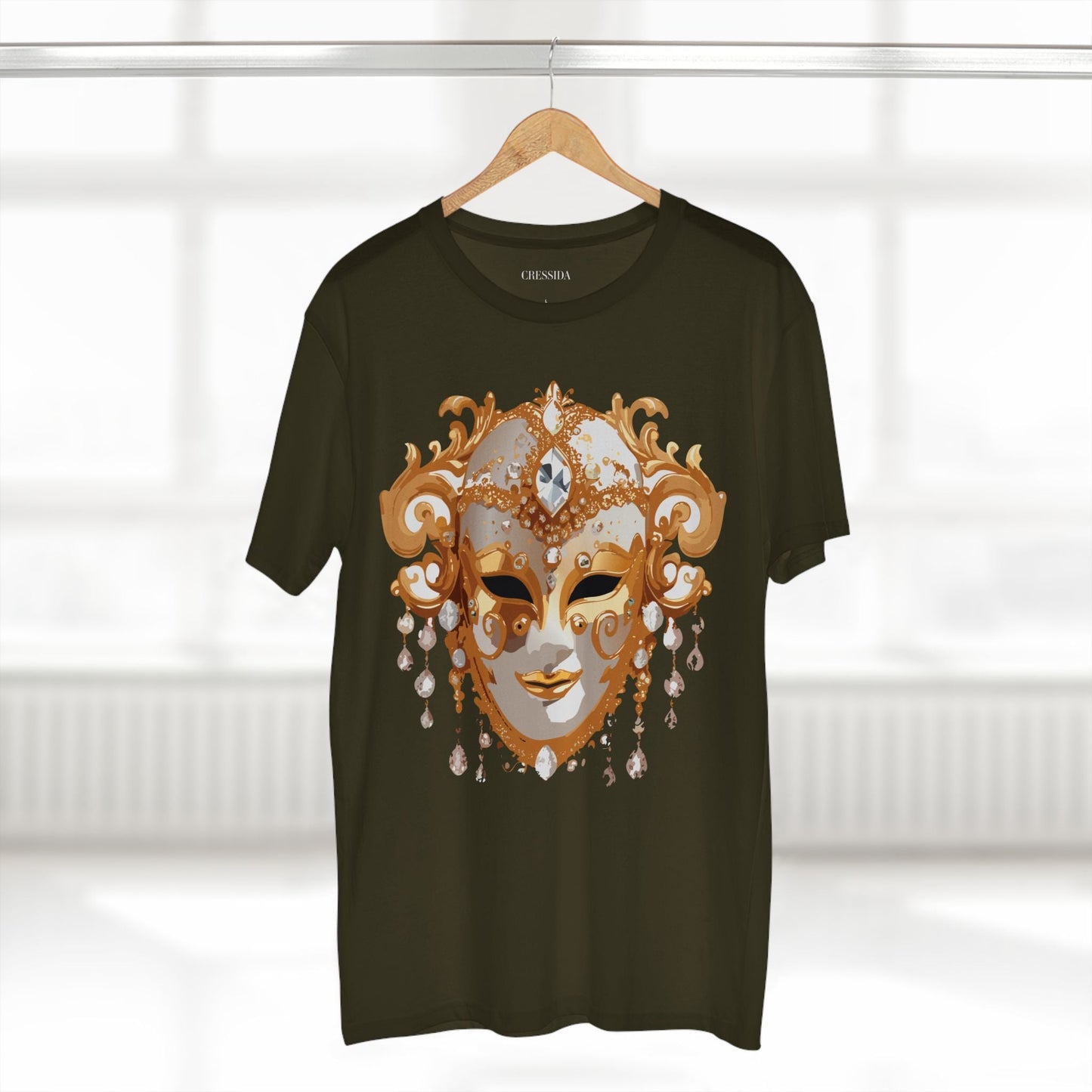 Carnival Mask Graphic T-Shirt Unisex 100 Cotton With Antique Gold Art Design Tee 24