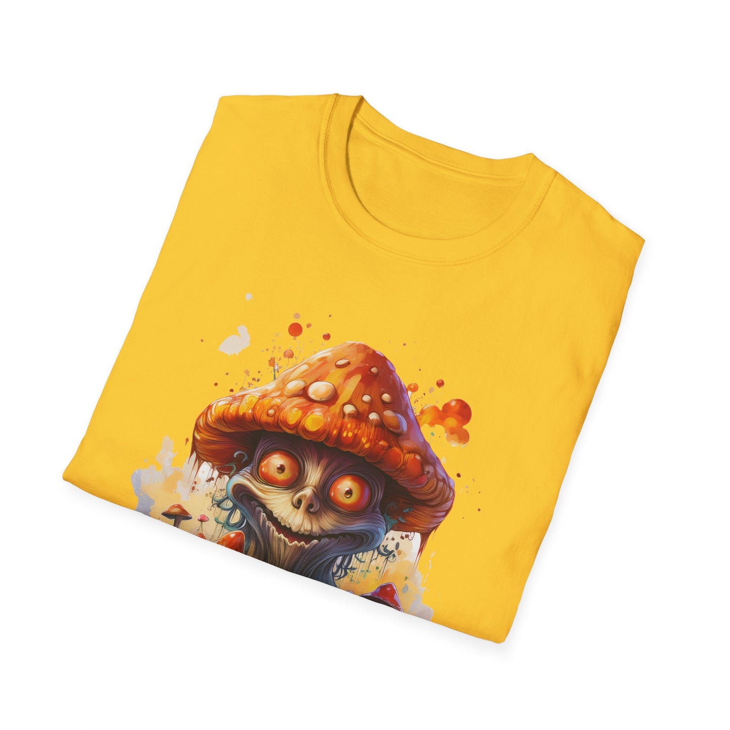 Funny Mashroom Tee Shirt Unisex Softstyle Cotton Art Design with Fungus Graphic Artwork Theme