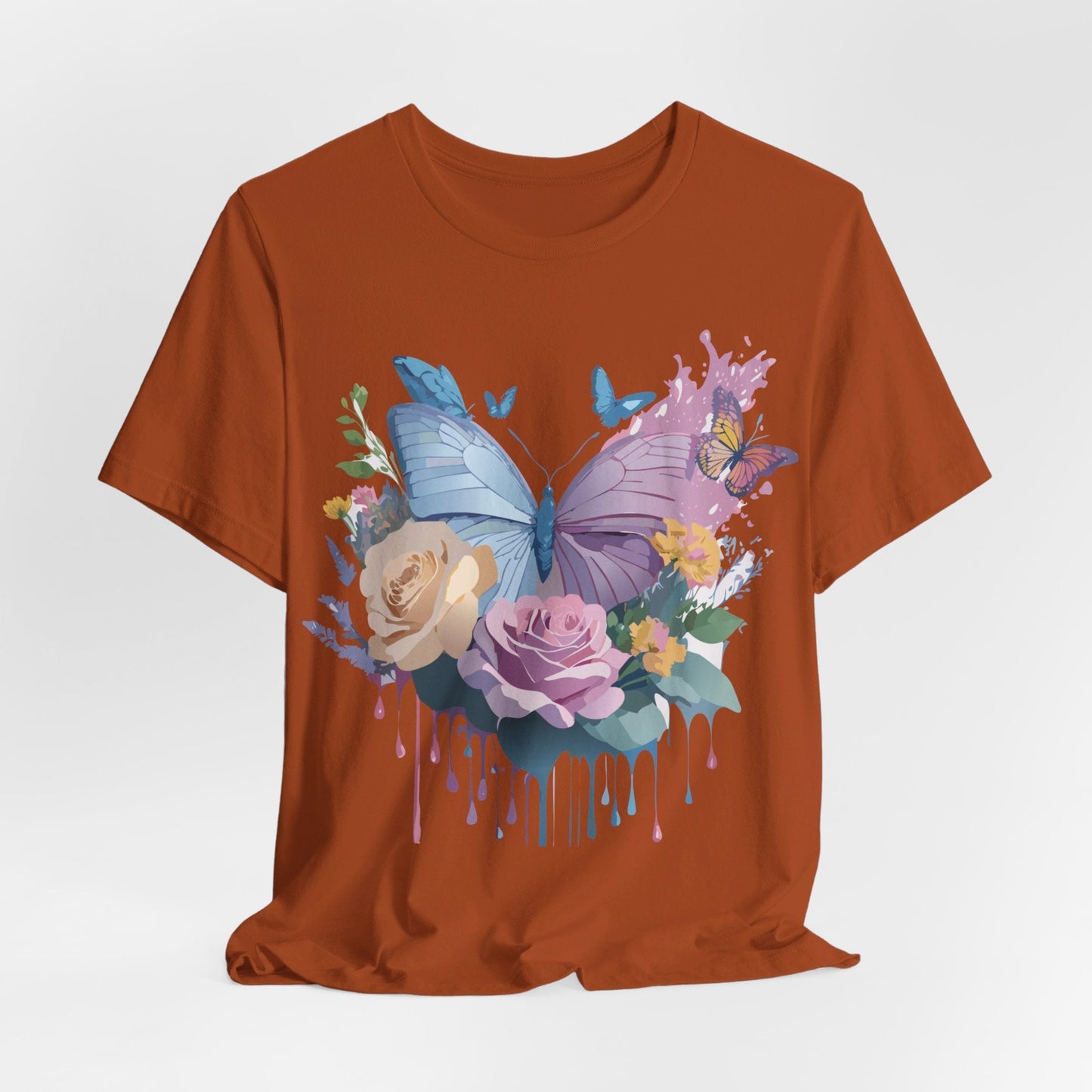 Butterfly Graphic Unisex 100 Cotton Lightweight Vintage Floral Design Jersey Tee 33