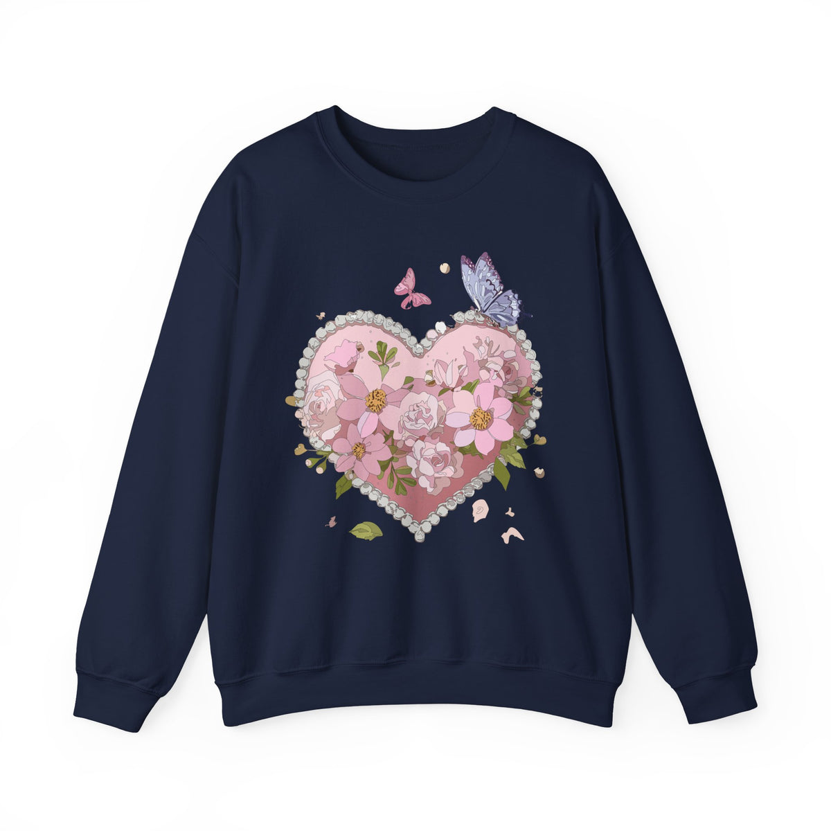 Floral Heart Love Graphic Valentine's Day Sweatshirt Unisex 50/50 Cotton-Poly Sweatshirt w28