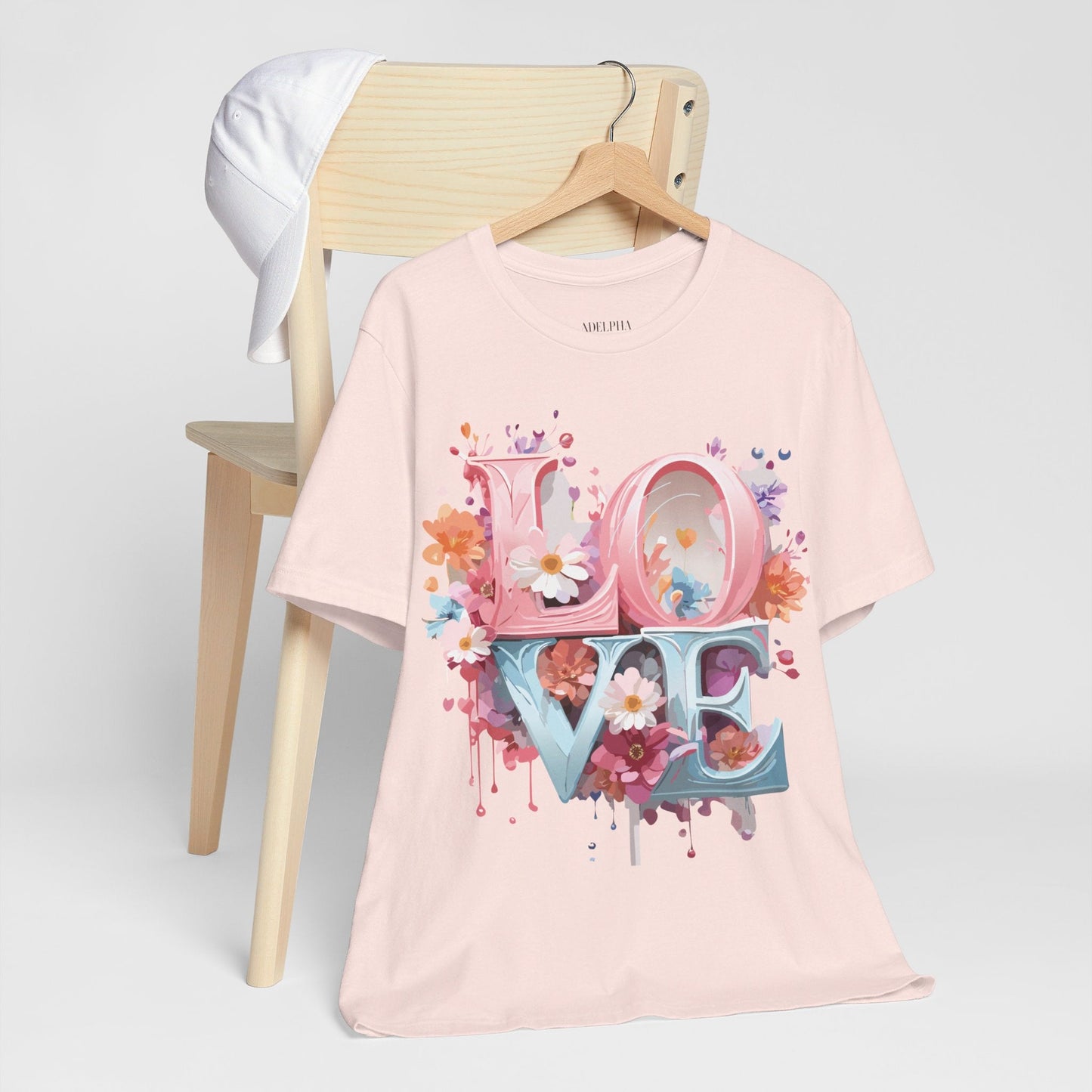 Valentine Day Graphic Unisex 100 Cotton Vintage Artwork with Love and Flower Design Tee 45