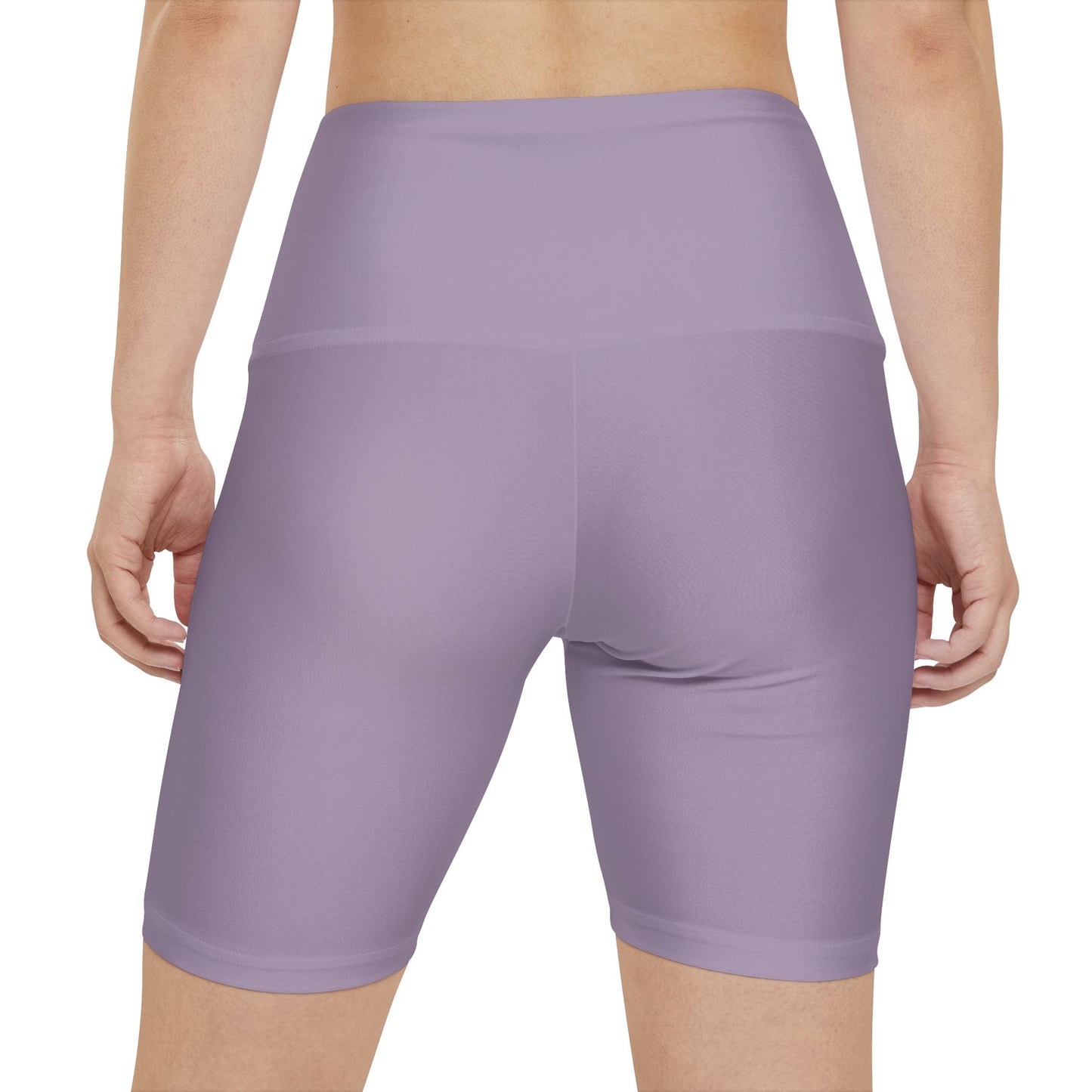 Dusty Rose fog Lavender High-Waist Workout Shorts — Women's Athletic Biker Shorts
