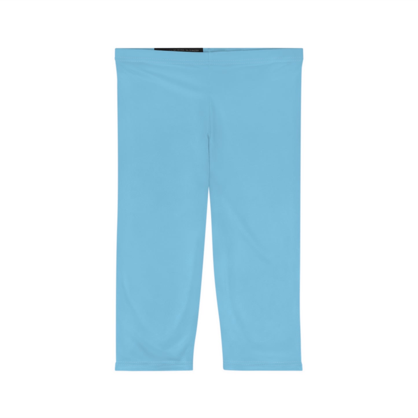 Turquoise Blue Color Women's Brushed Suede Poly Span Casual Capri Leggings XS-2XL