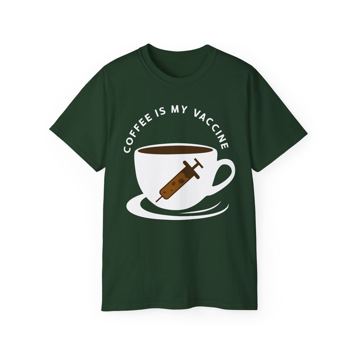 Coffee Is My Vaccine Tee | Coffee Cup with Syringe Graphic